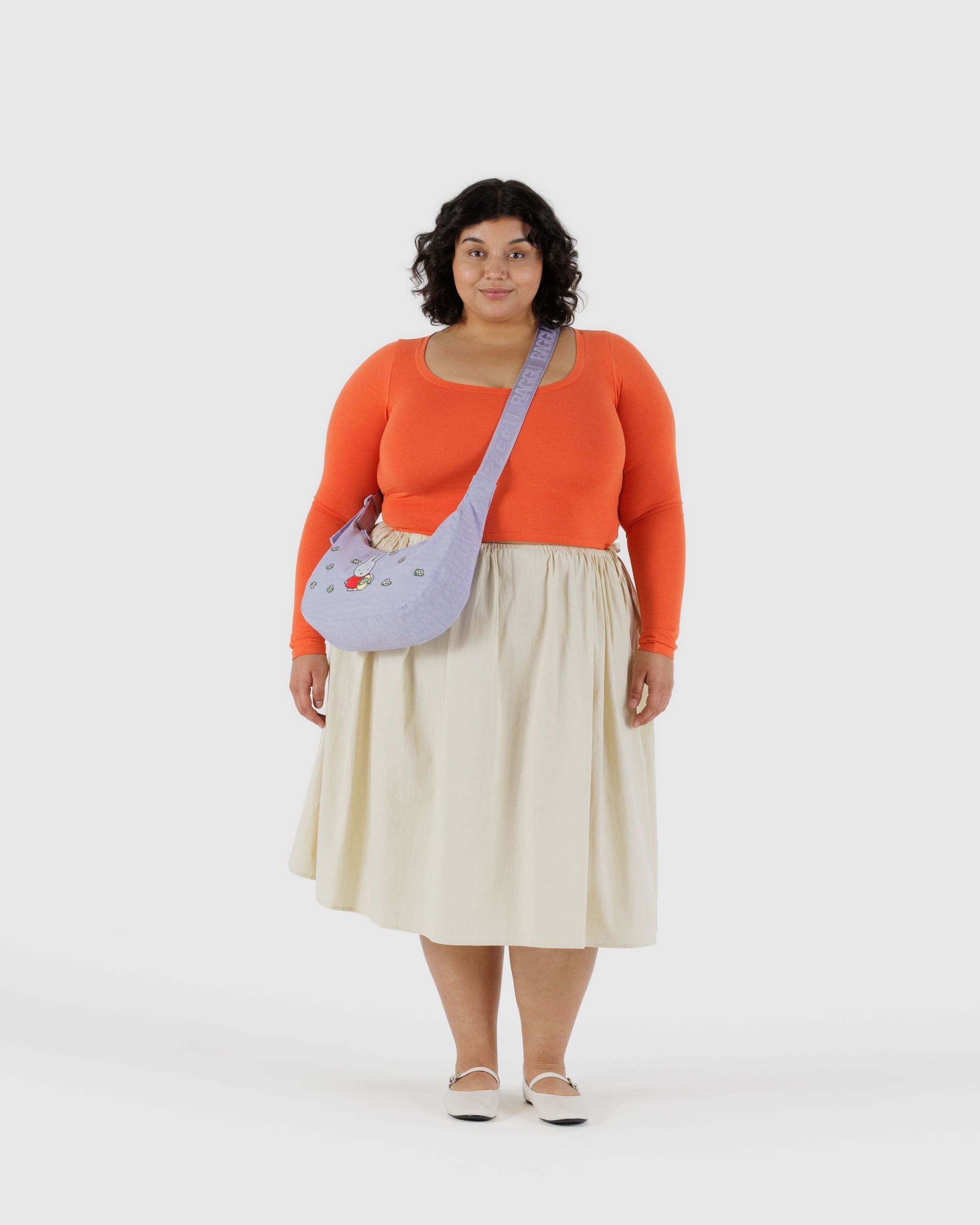 Medium Nylon Crescent Bag - Embroidered Miffy - Bright Scent