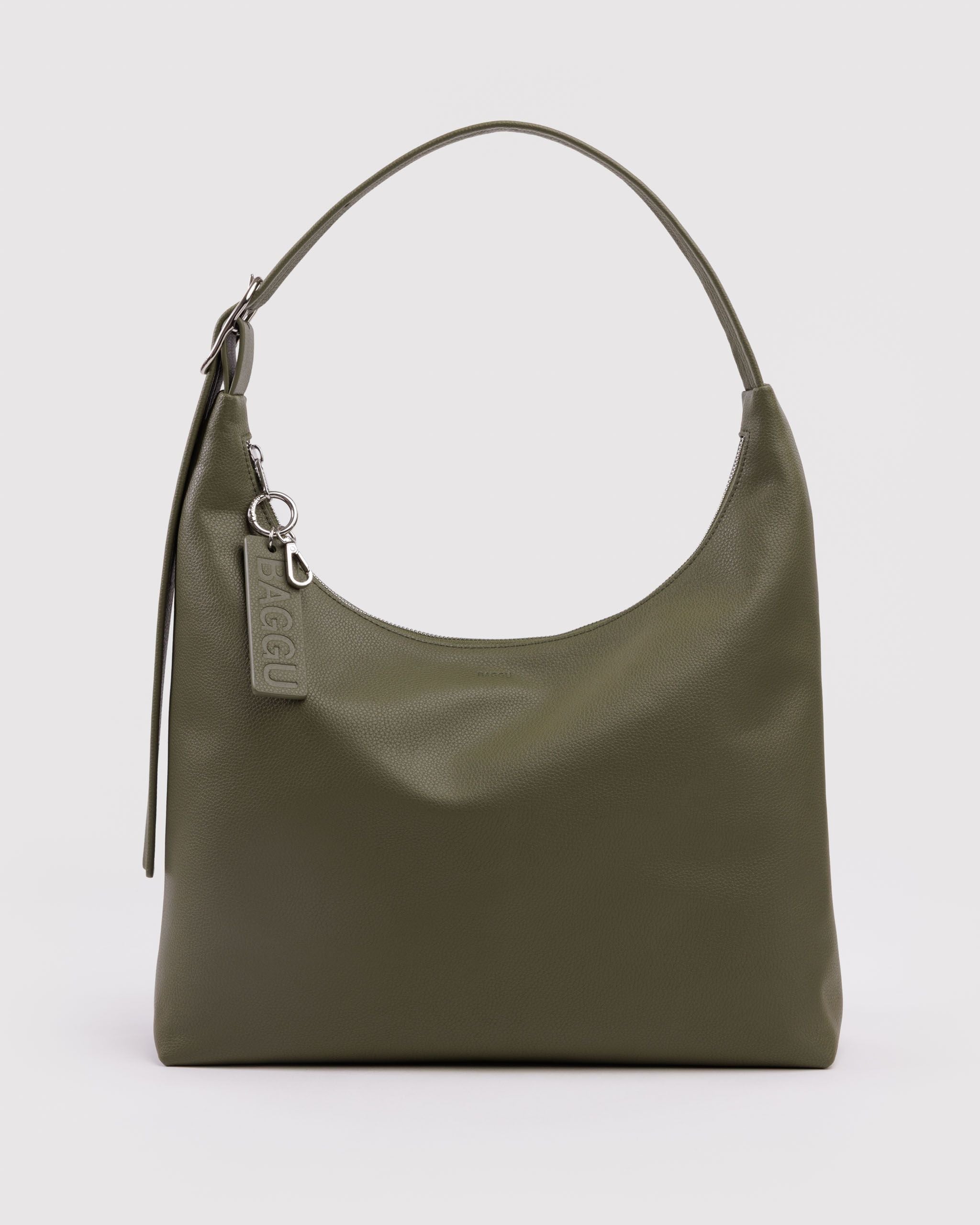 Recycled Leather Shoulder Bag - Loden - Quick Grab