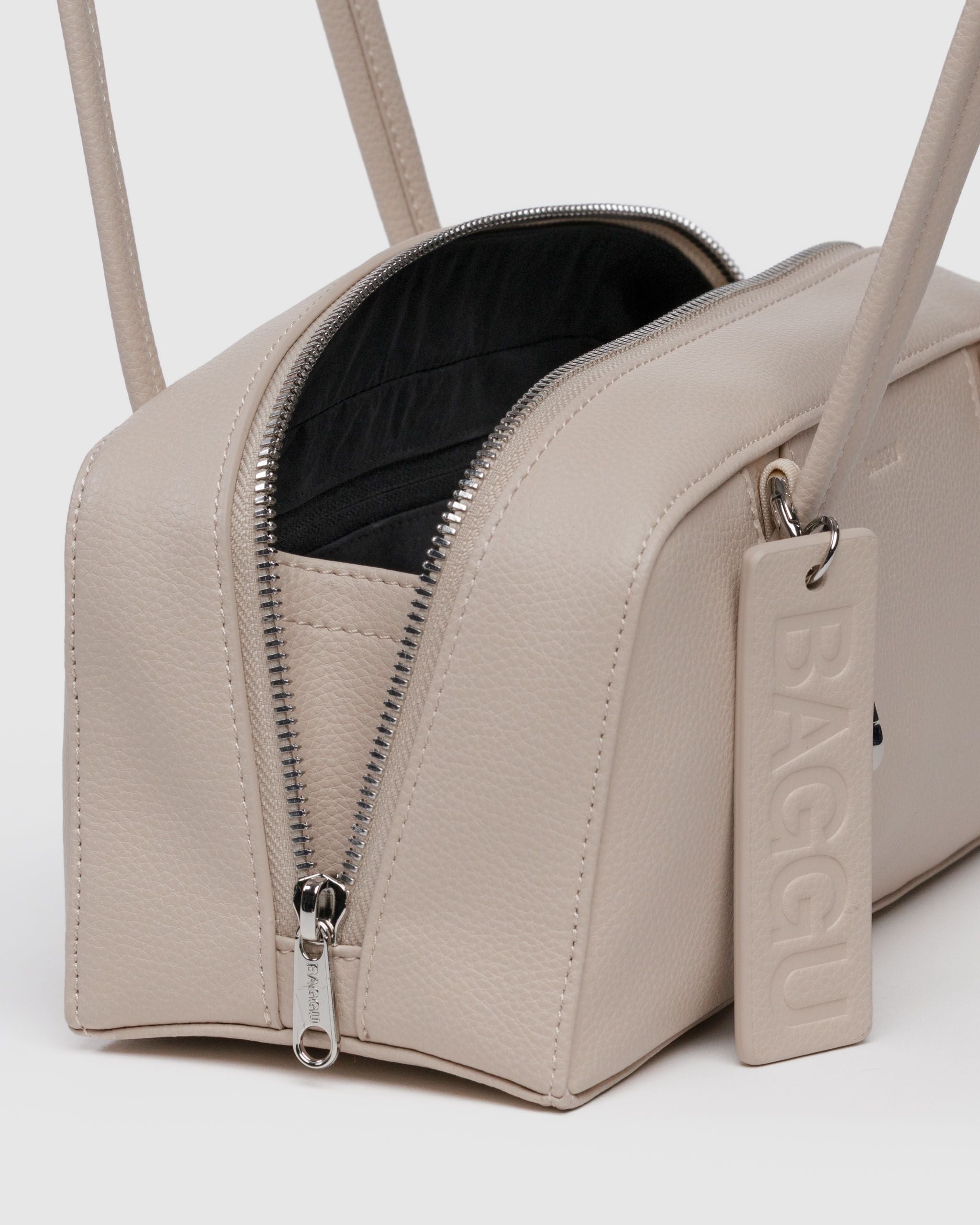 Small Recycled Leather Bowler Bag - Stone - Modern Blend