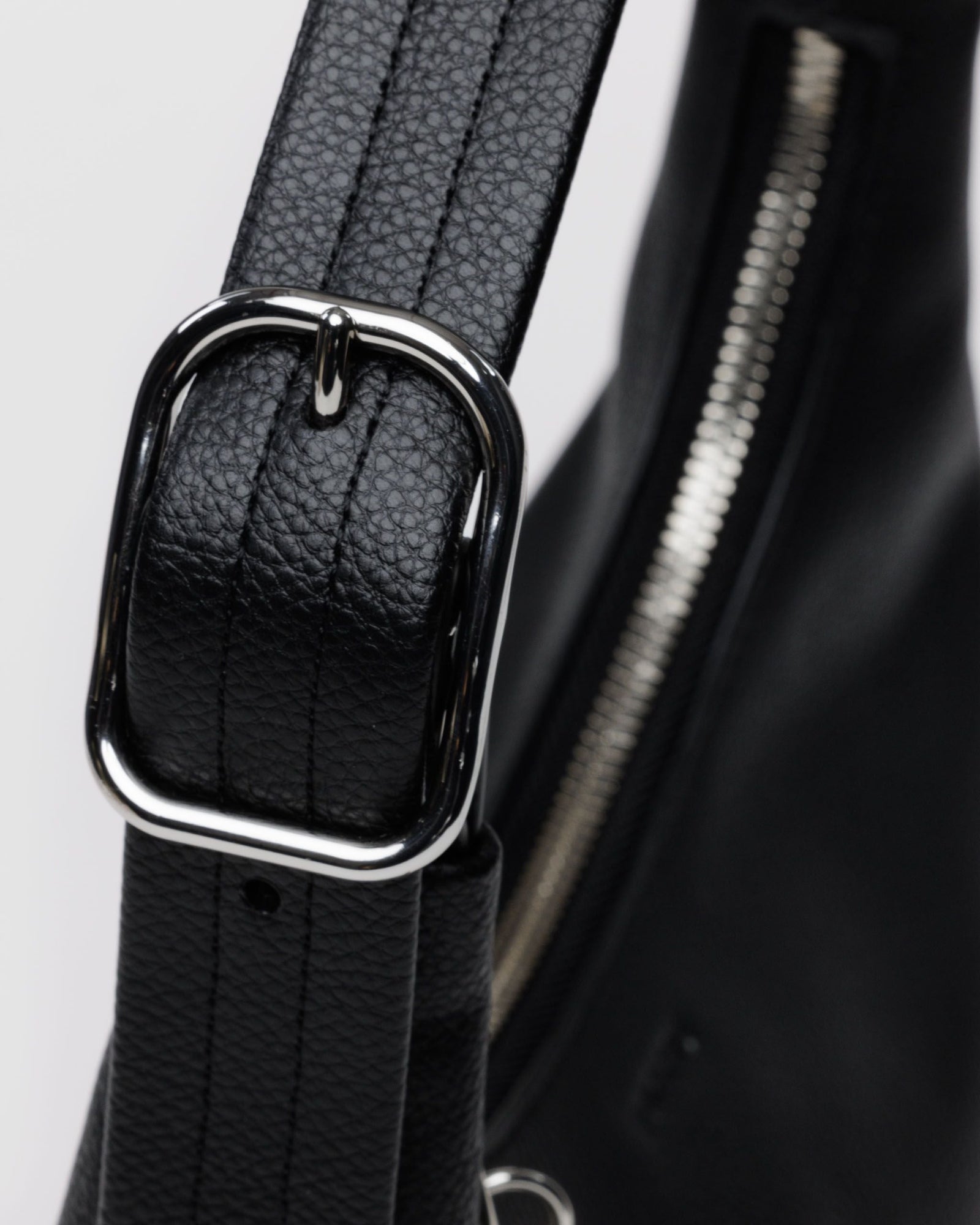 Mini Recycled Leather Shoulder Bag - Black - Easy Stow