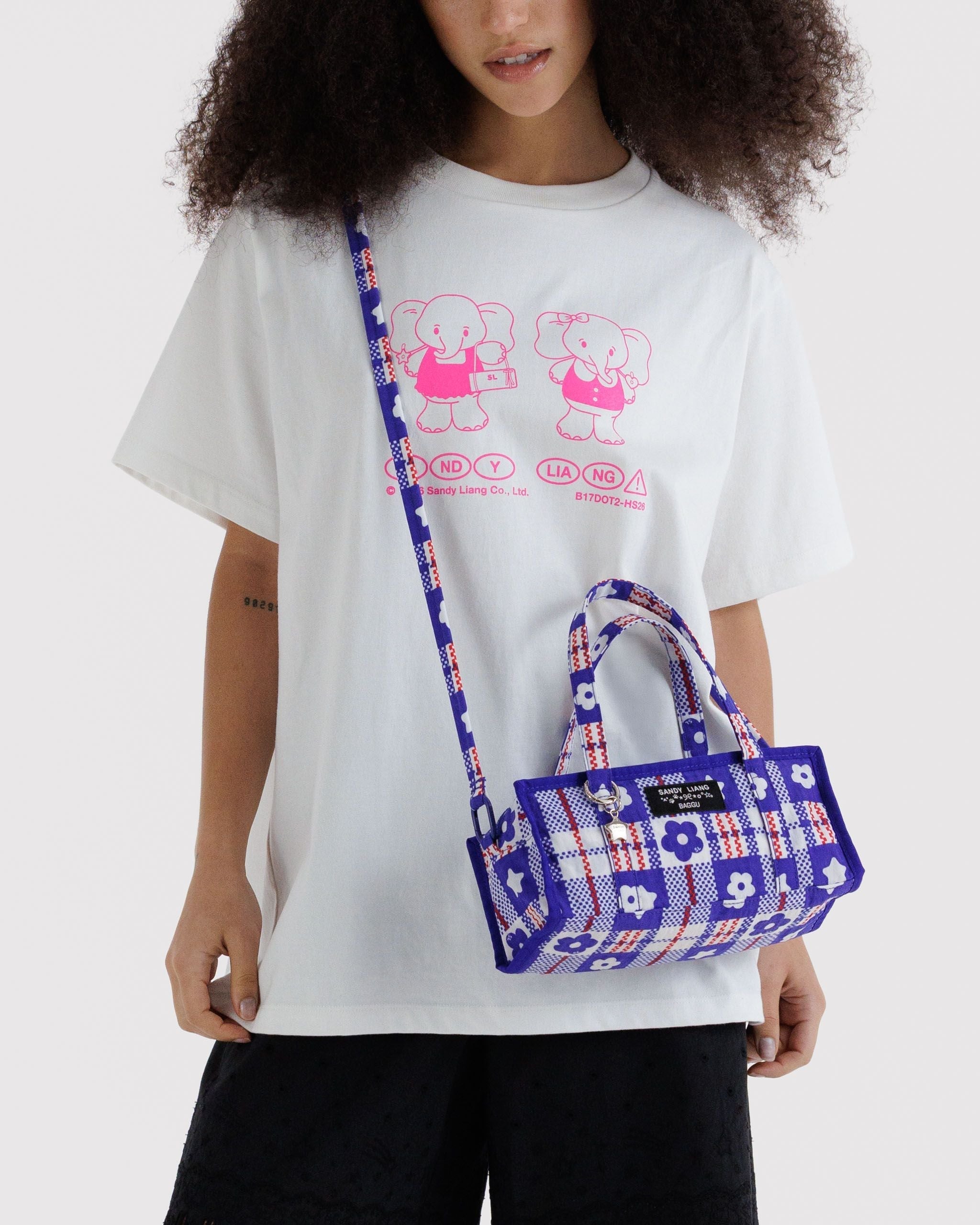Mini Nylon Market Bag - Market Plaid Blue - Daily Carry