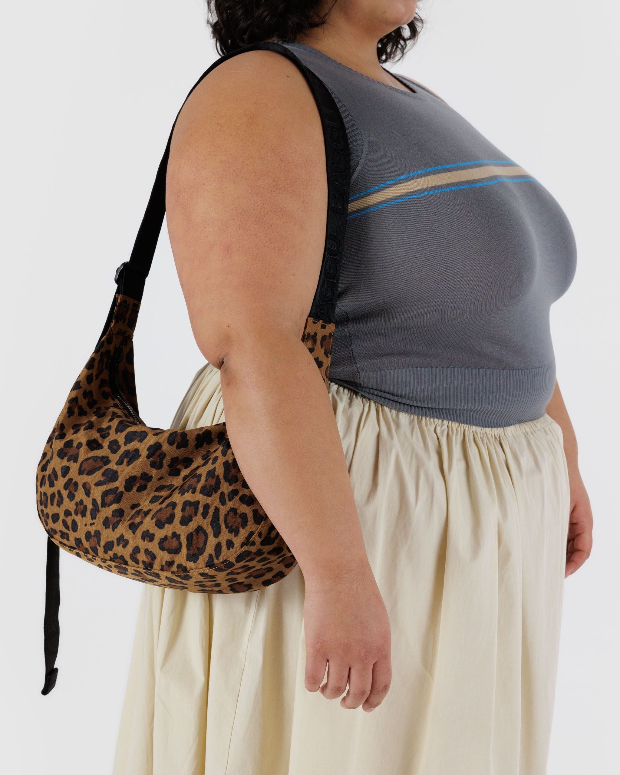 Medium Nylon Crescent Bag - Leopard - Bright Scent