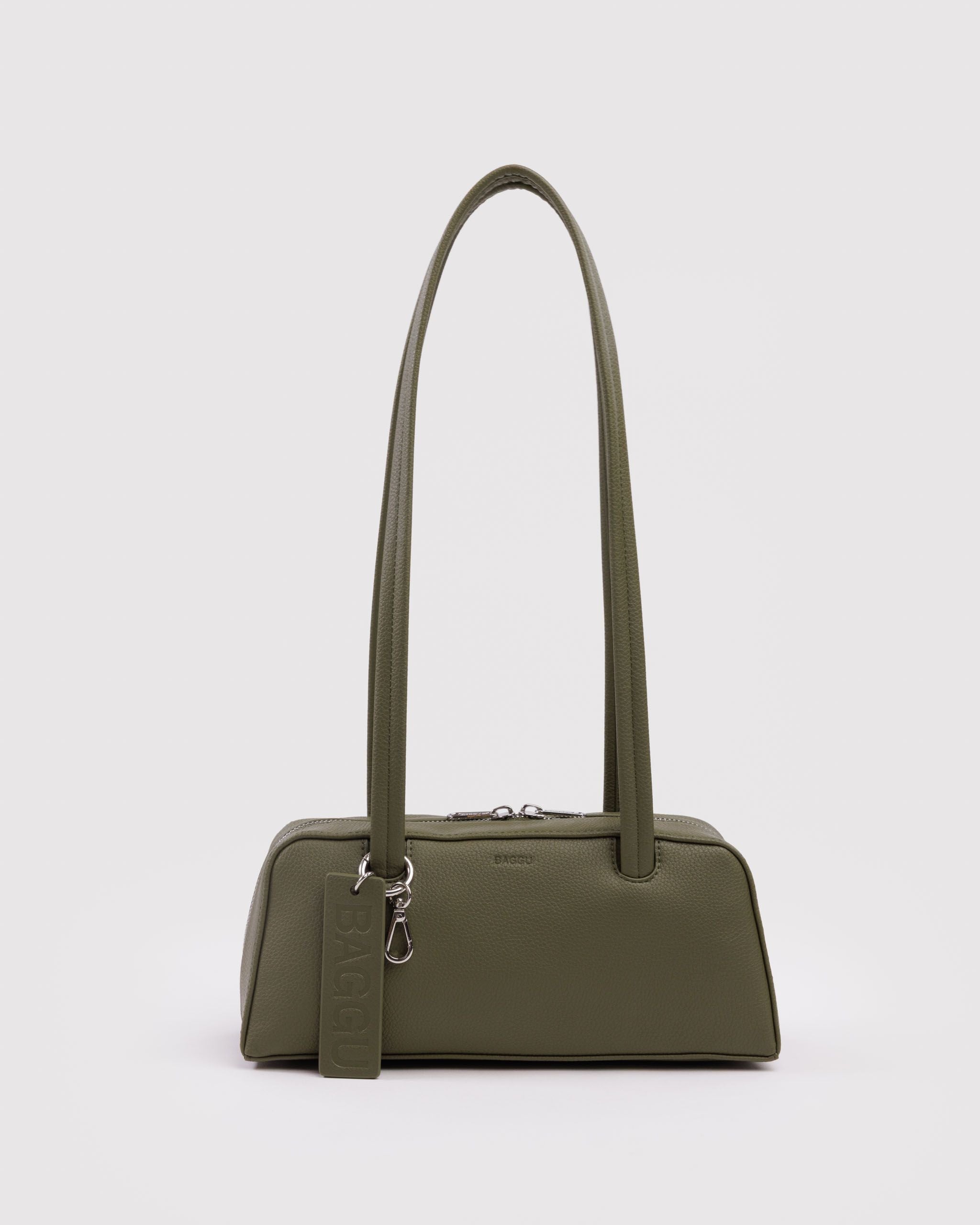 Small Recycled Leather Bowler Bag - Loden - Quick Setup