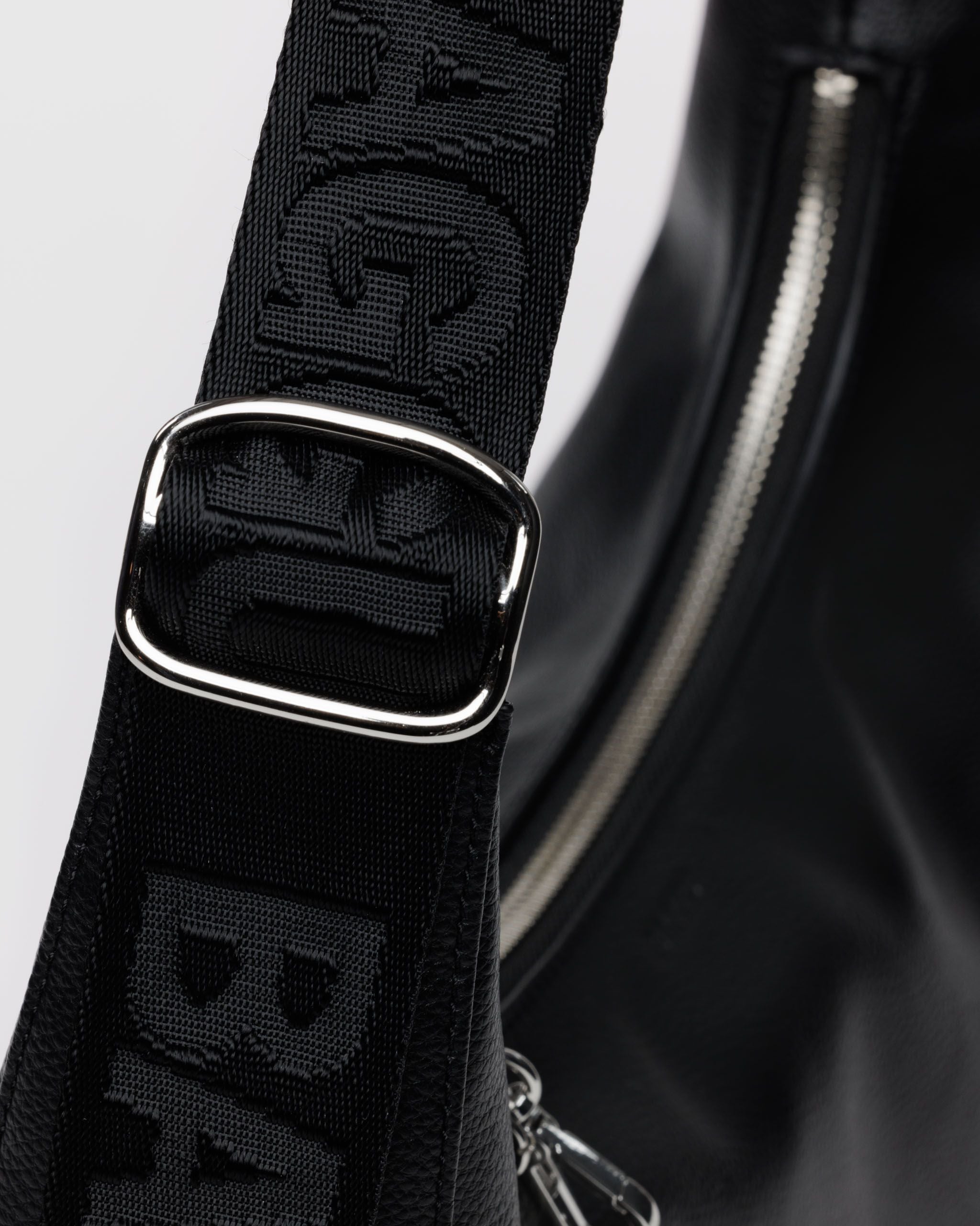 Medium Recycled Leather Crescent Bag - Black - Soft Glow