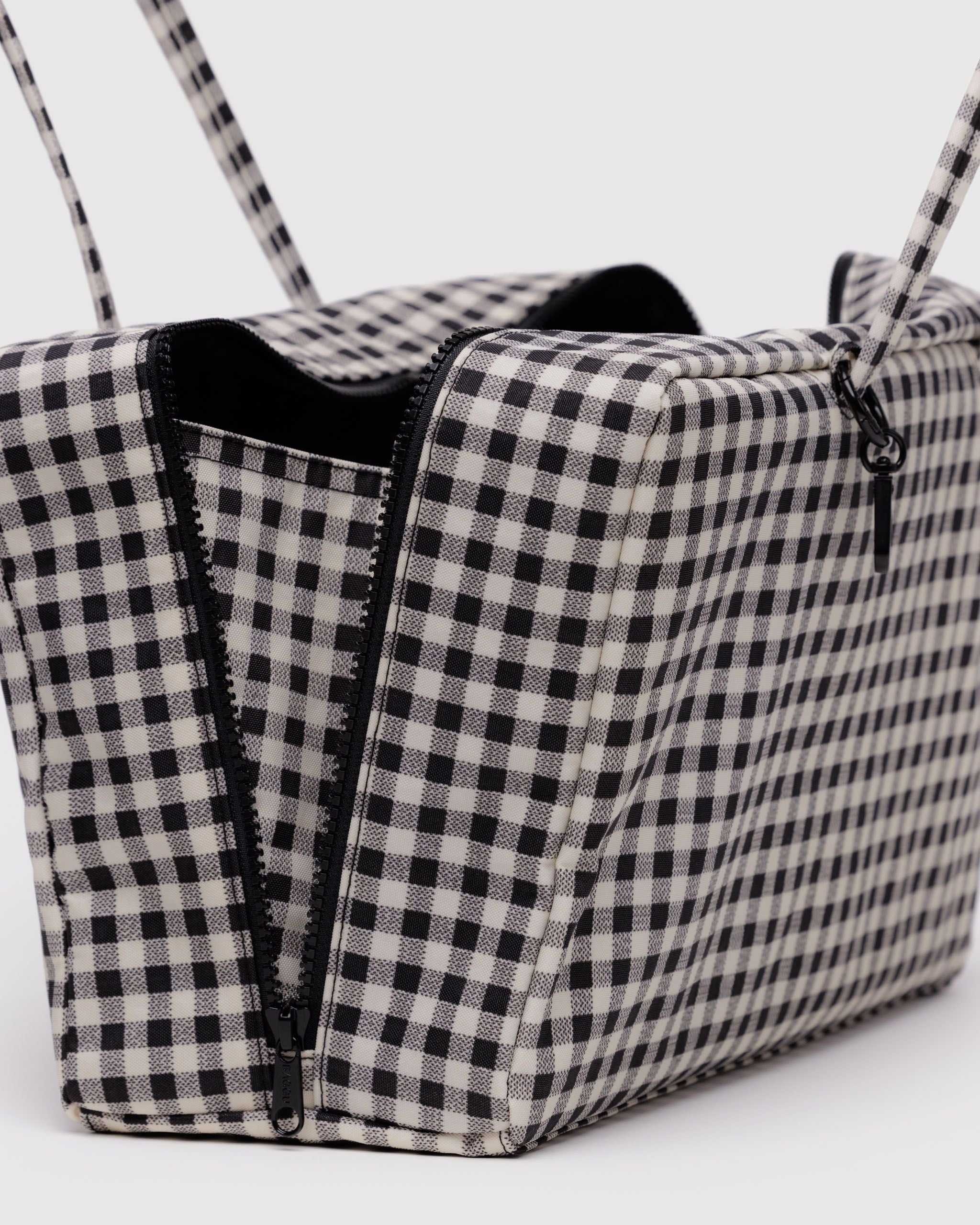 Medium Nylon Bowler Bag - Black & White Gingham - Quick Setup