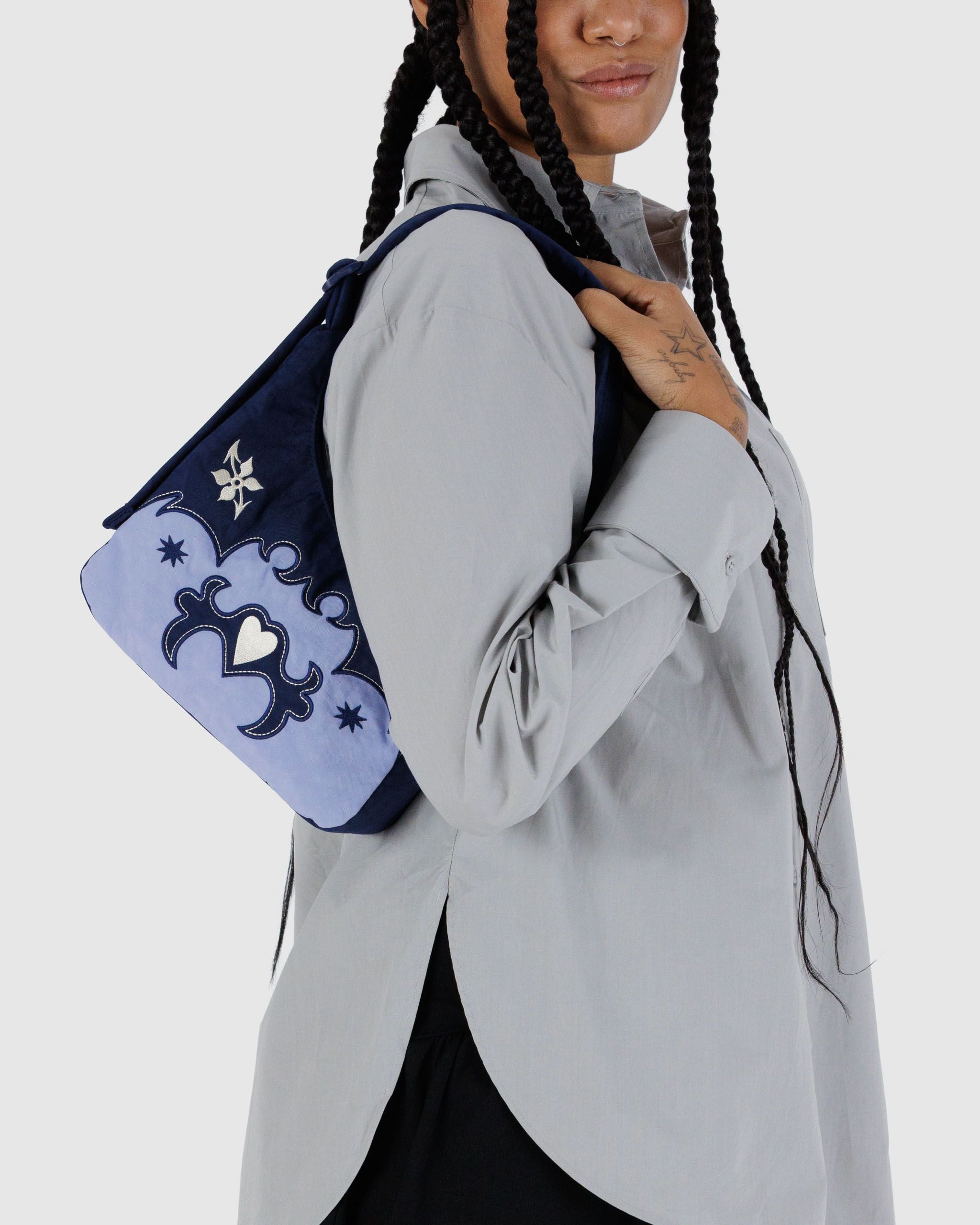 Mini Nylon Shoulder Bag - Western Appliqué - Simple Hold