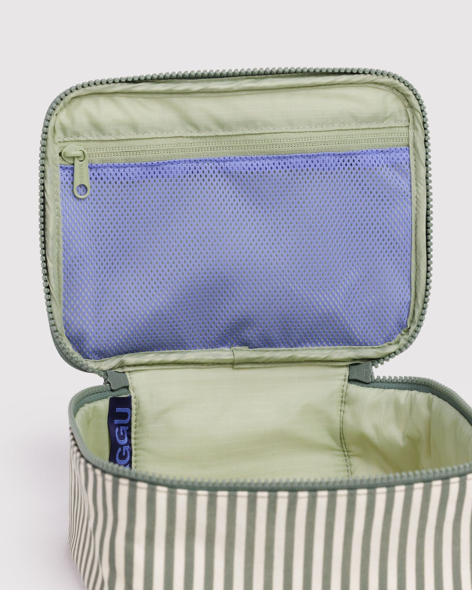 Small Cosmetic Case - Sage Stripe - Quick Setup