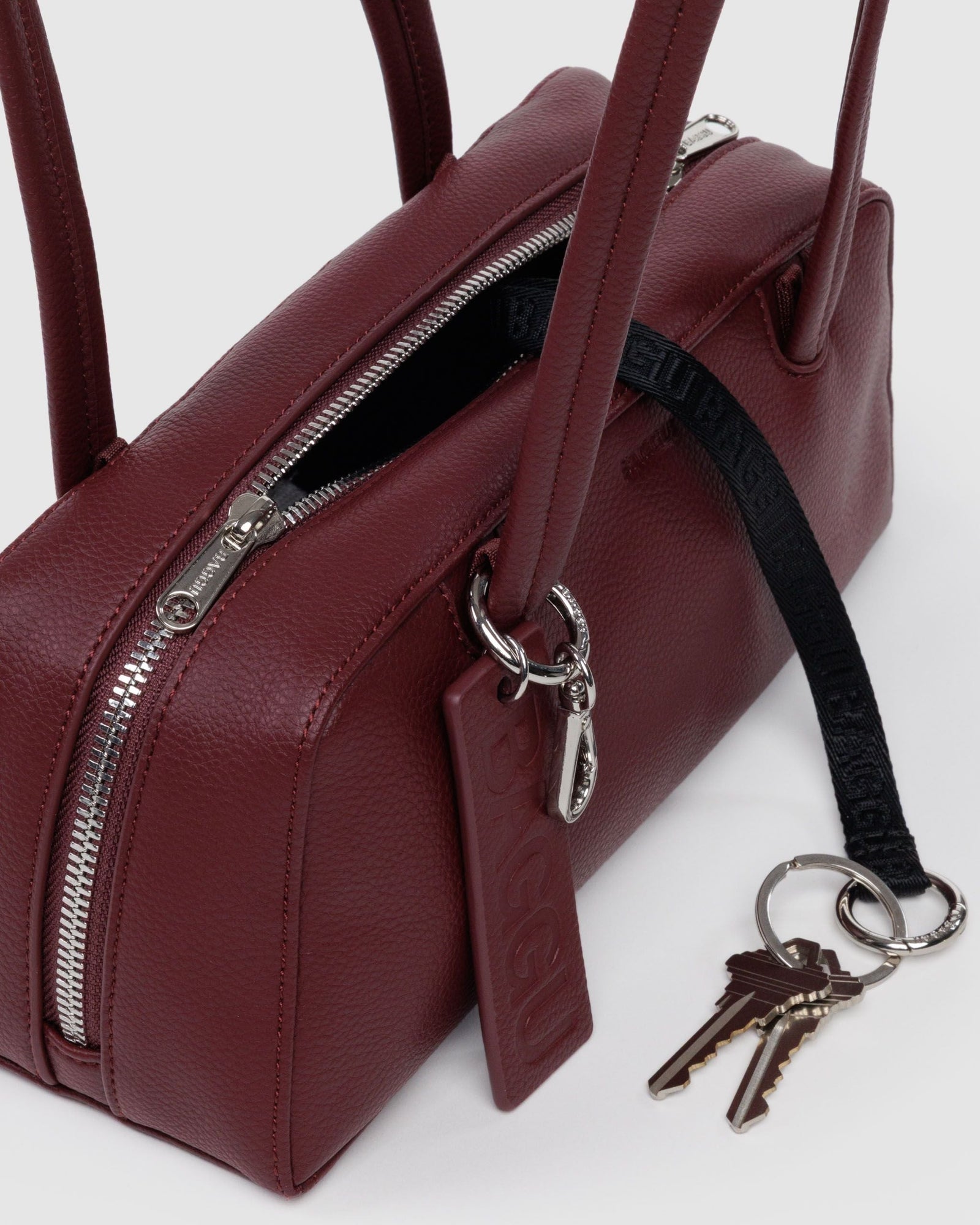 Recycled Leather Bowler Bag - Mahogany - Quick Grab
