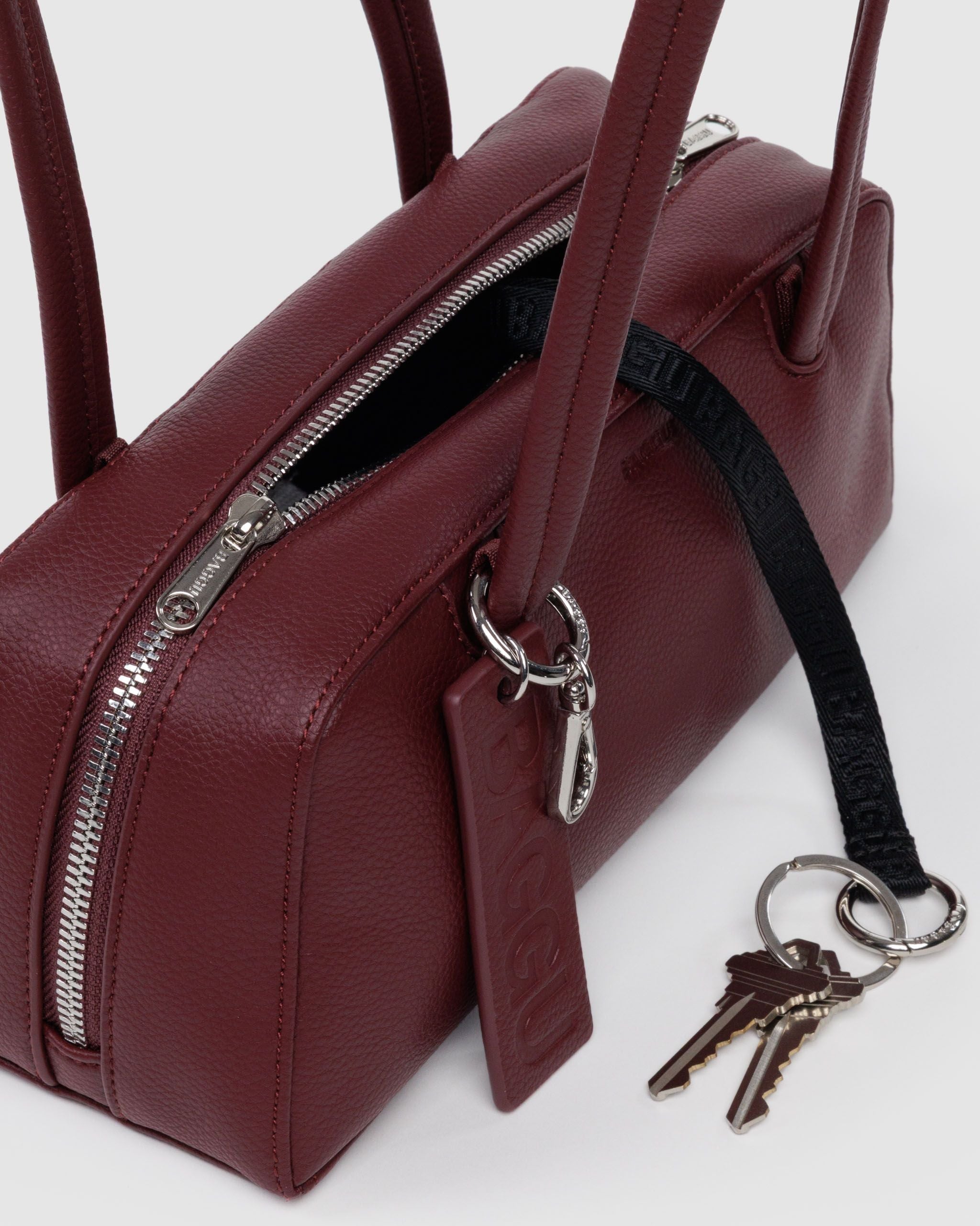 Recycled Leather Bowler Bag - Mahogany - Quick Grab