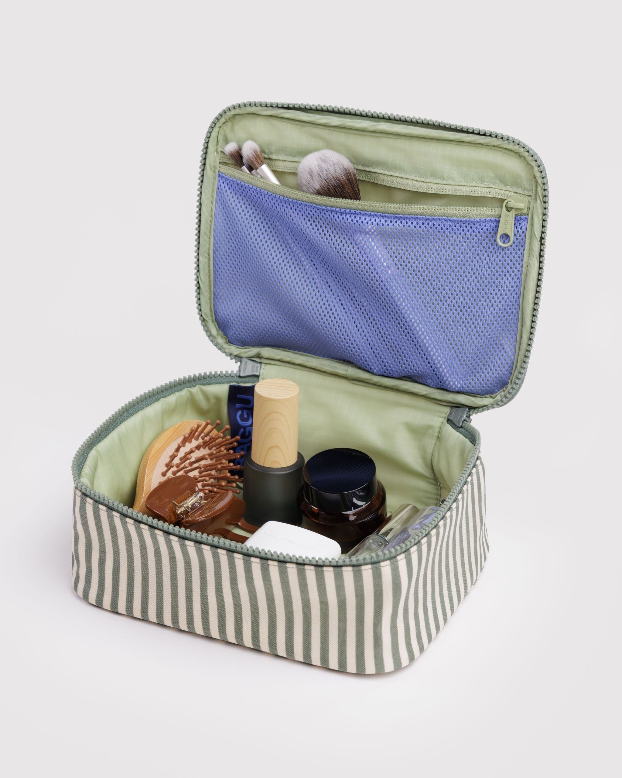 Small Cosmetic Case - Sage Stripe - Quick Setup