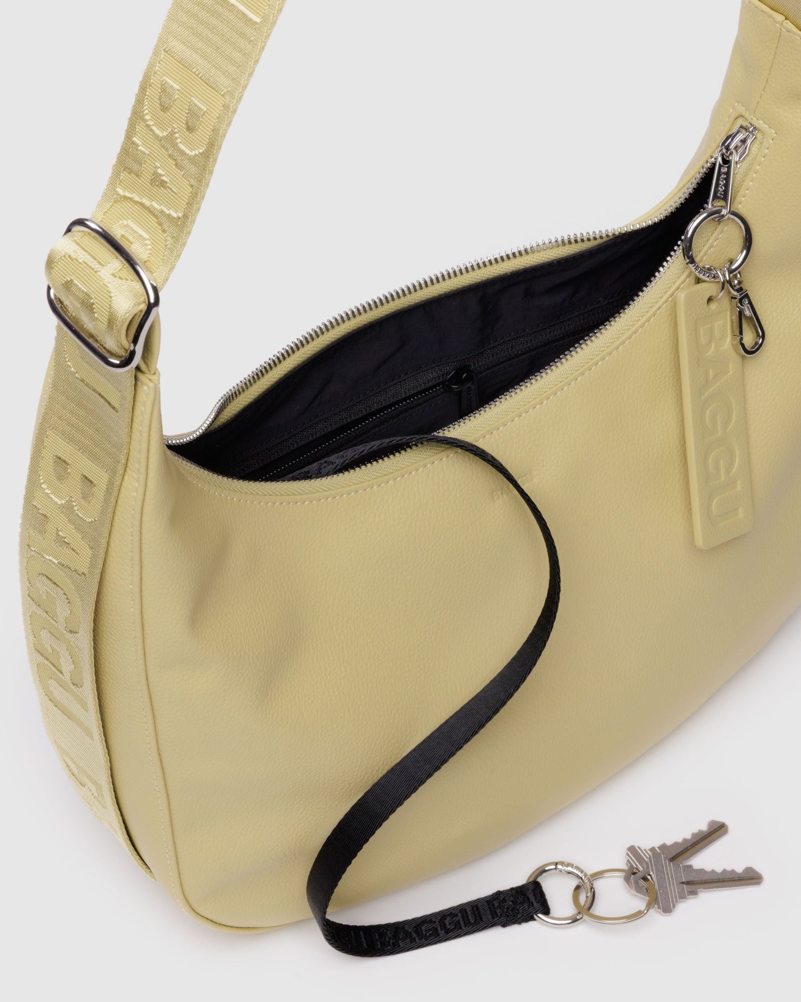 Medium Recycled Leather Crescent Bag - Straw - Home Glow