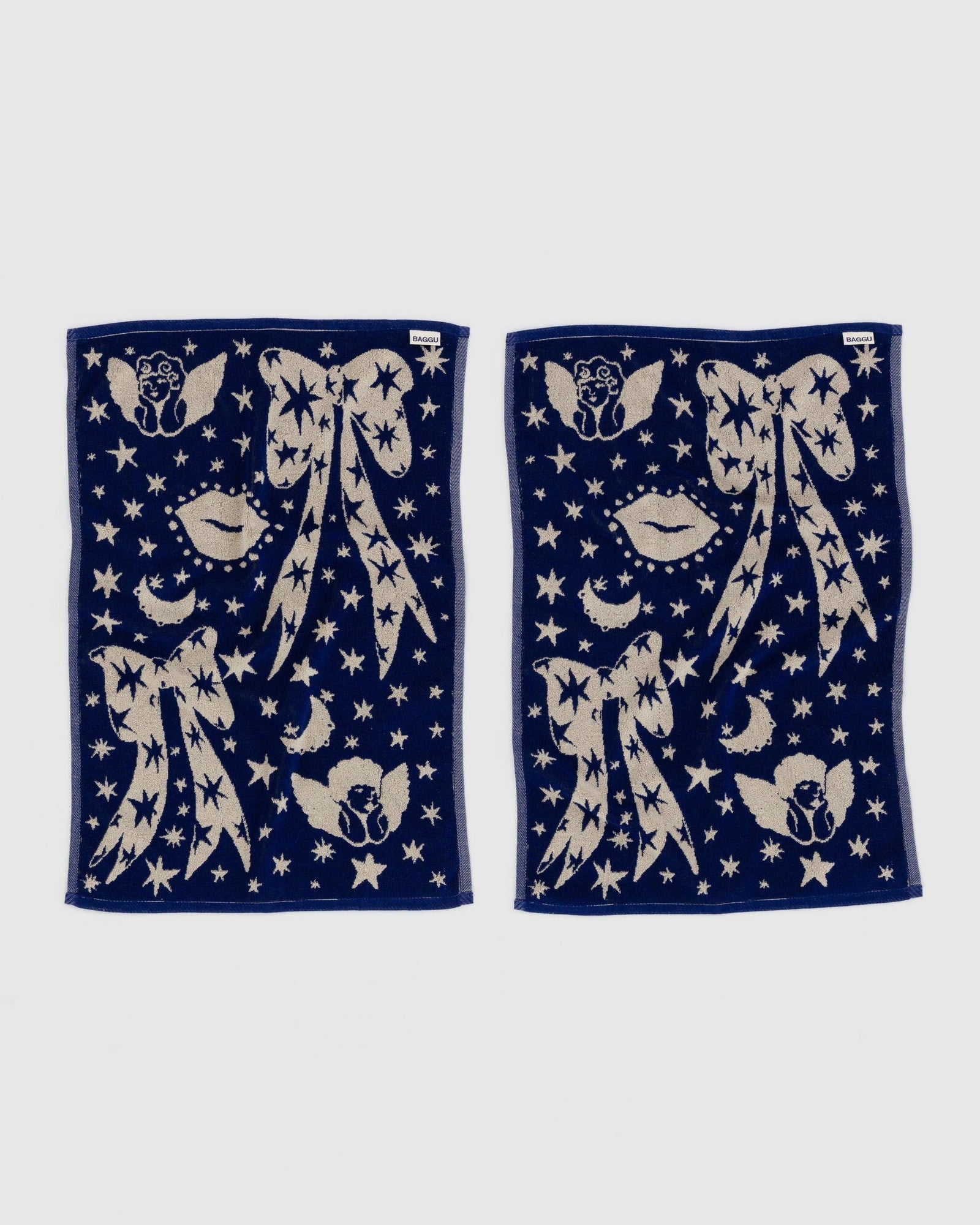 Hand Towel Set of 2 - Cherub Bows - Weekend Pair