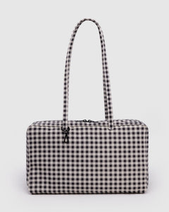 Medium Nylon Bowler Bag - Black & White Gingham - Daily Pack