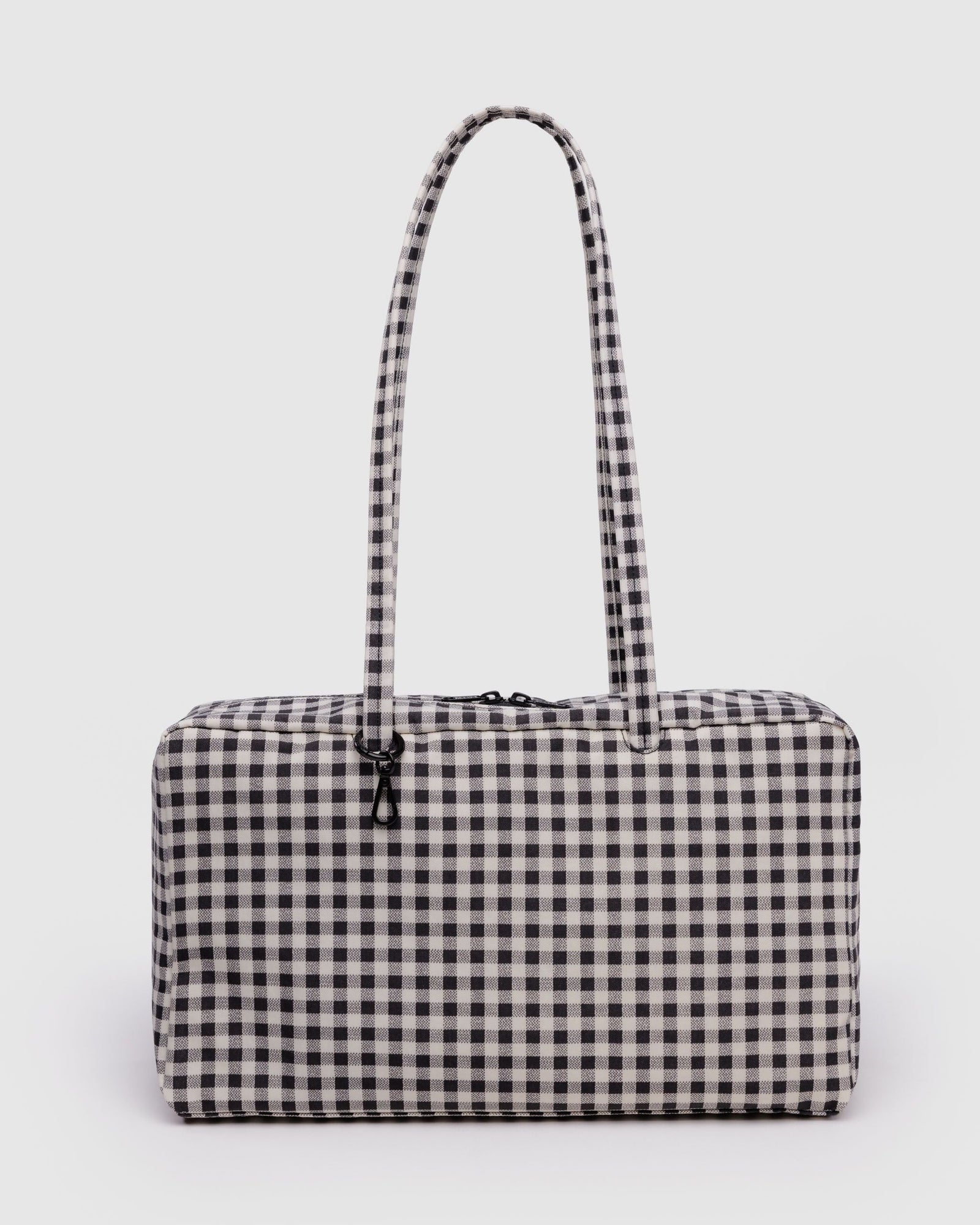 Medium Nylon Bowler Bag - Black & White Gingham - Quick Grab