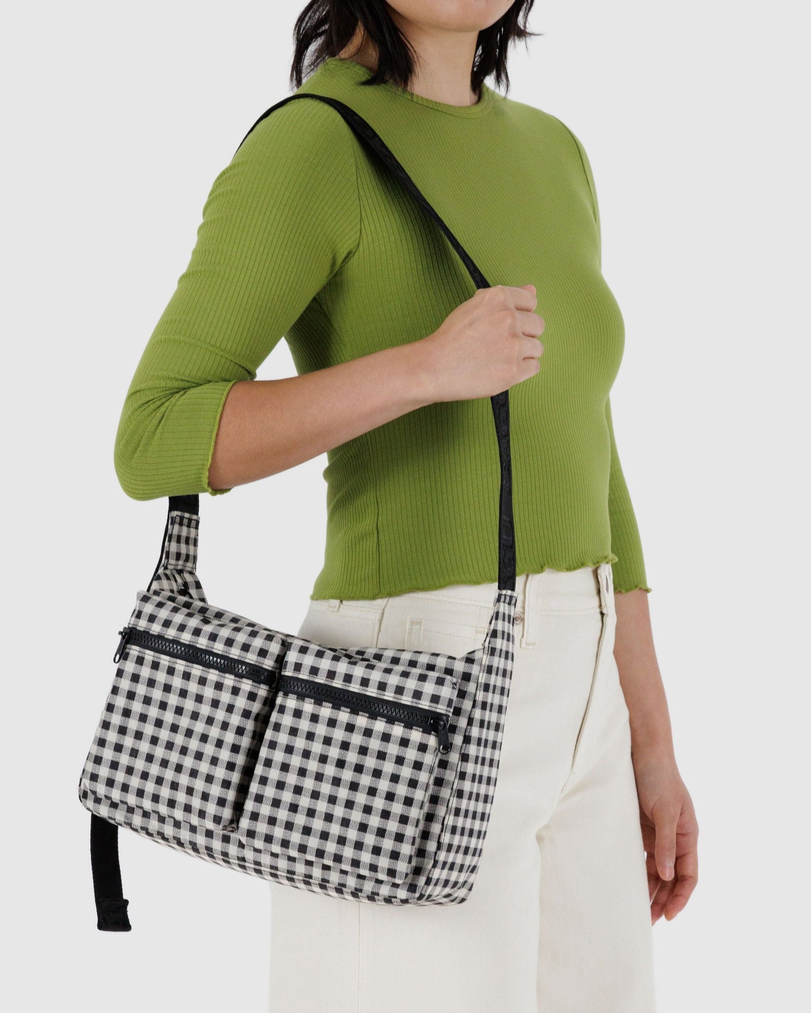 Medium Cargo Crossbody - Black & White Gingham - Simple Hold