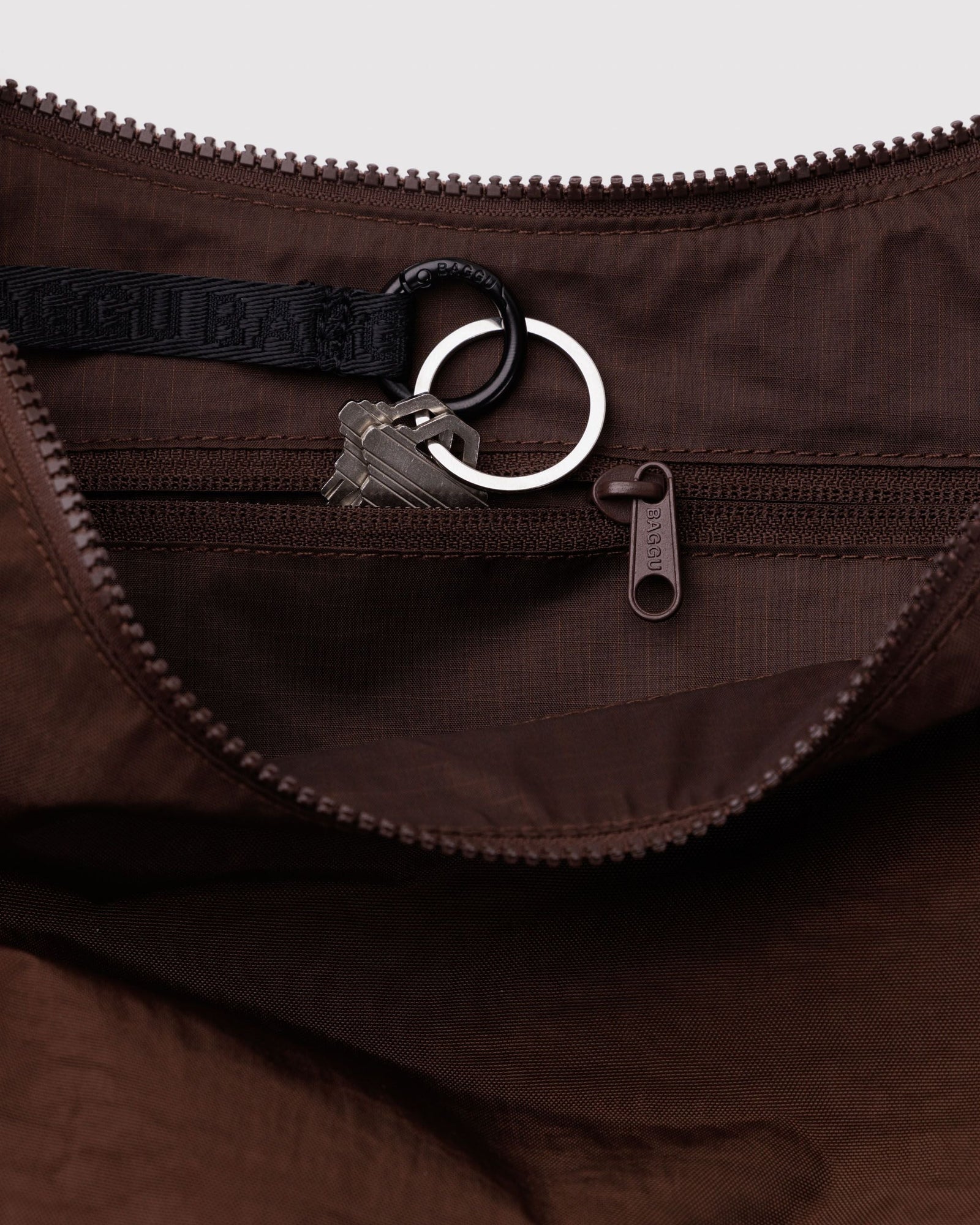 Medium Nylon Crescent Bag - Coffee - Clean Mood