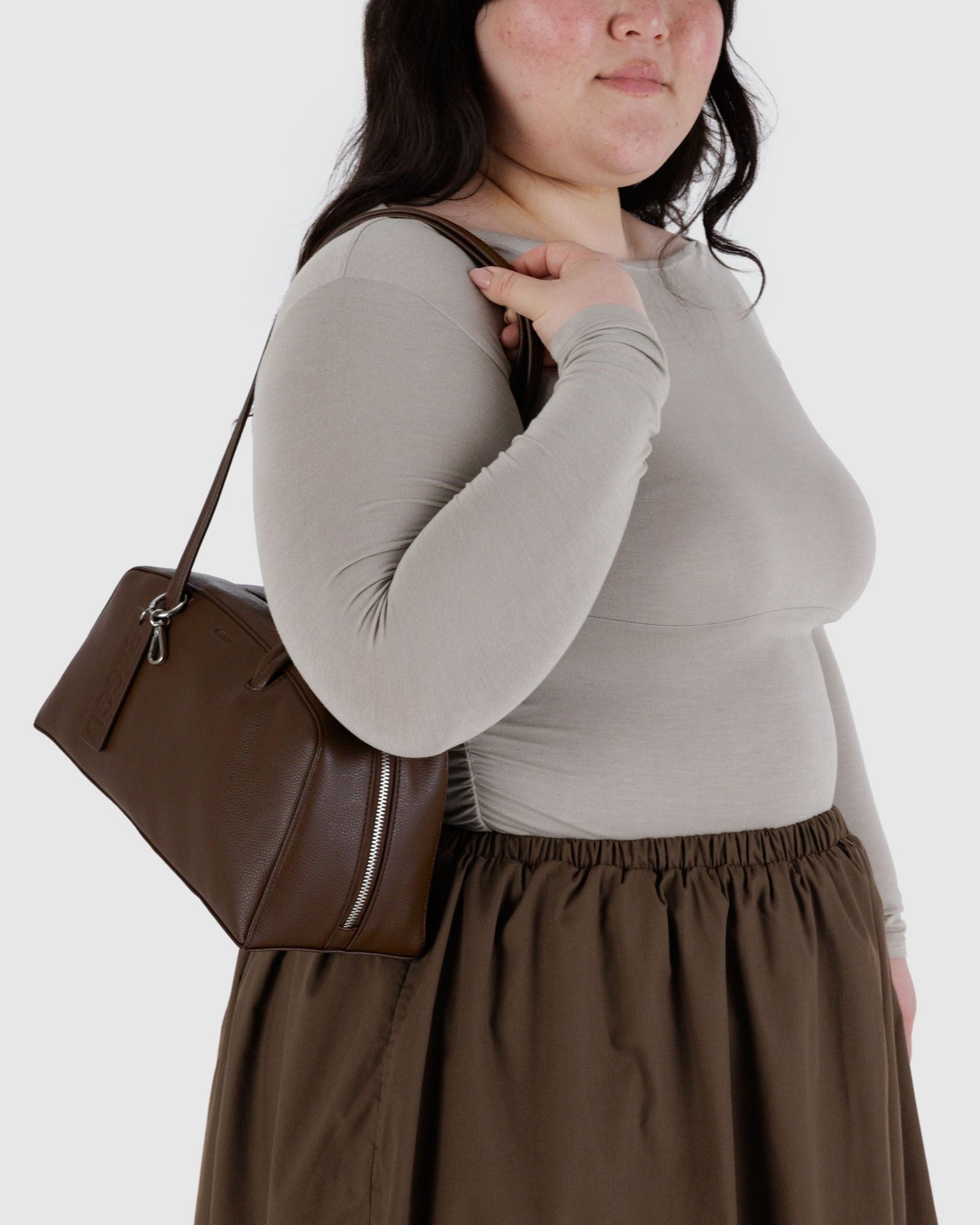 Recycled Leather Bowler Bag - Brown - Daily Carry