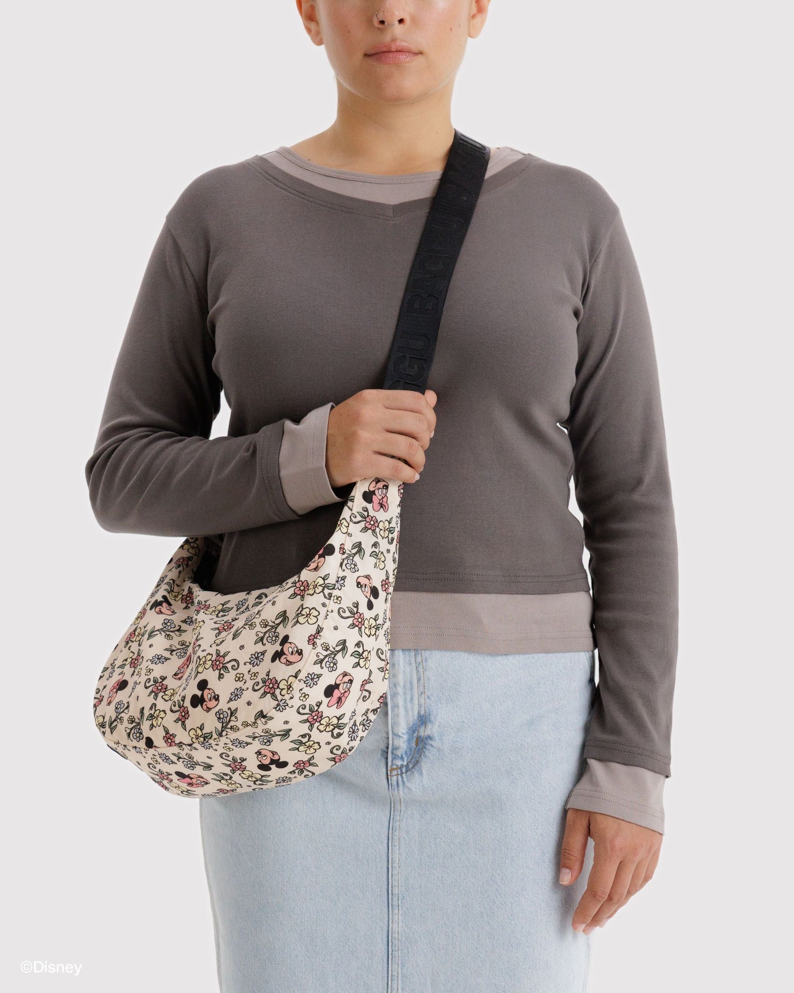Medium Nylon Crescent Bag - Storybook Floral - Classic Notes