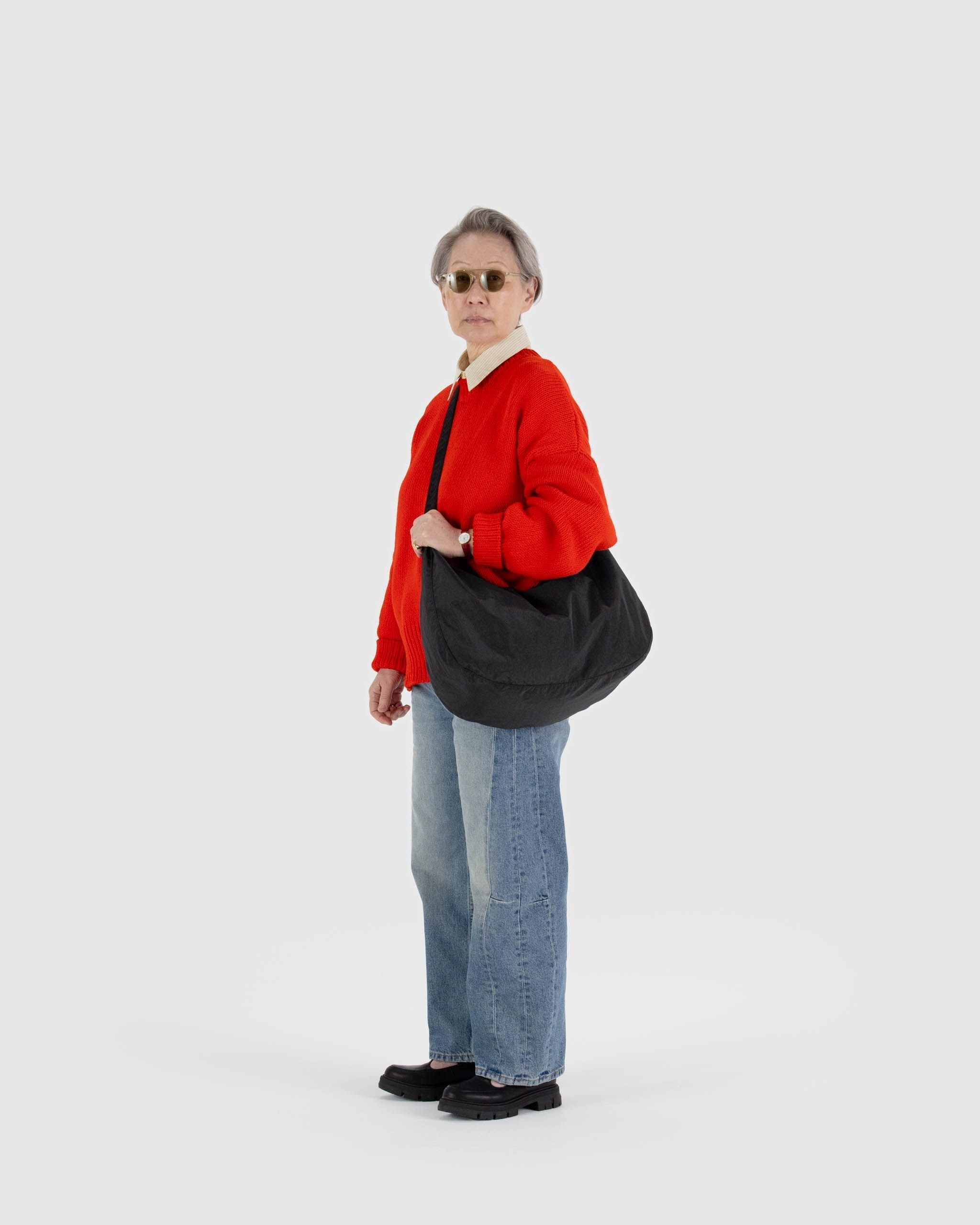 Large Nylon Crescent Bag - Black - Modern Blend