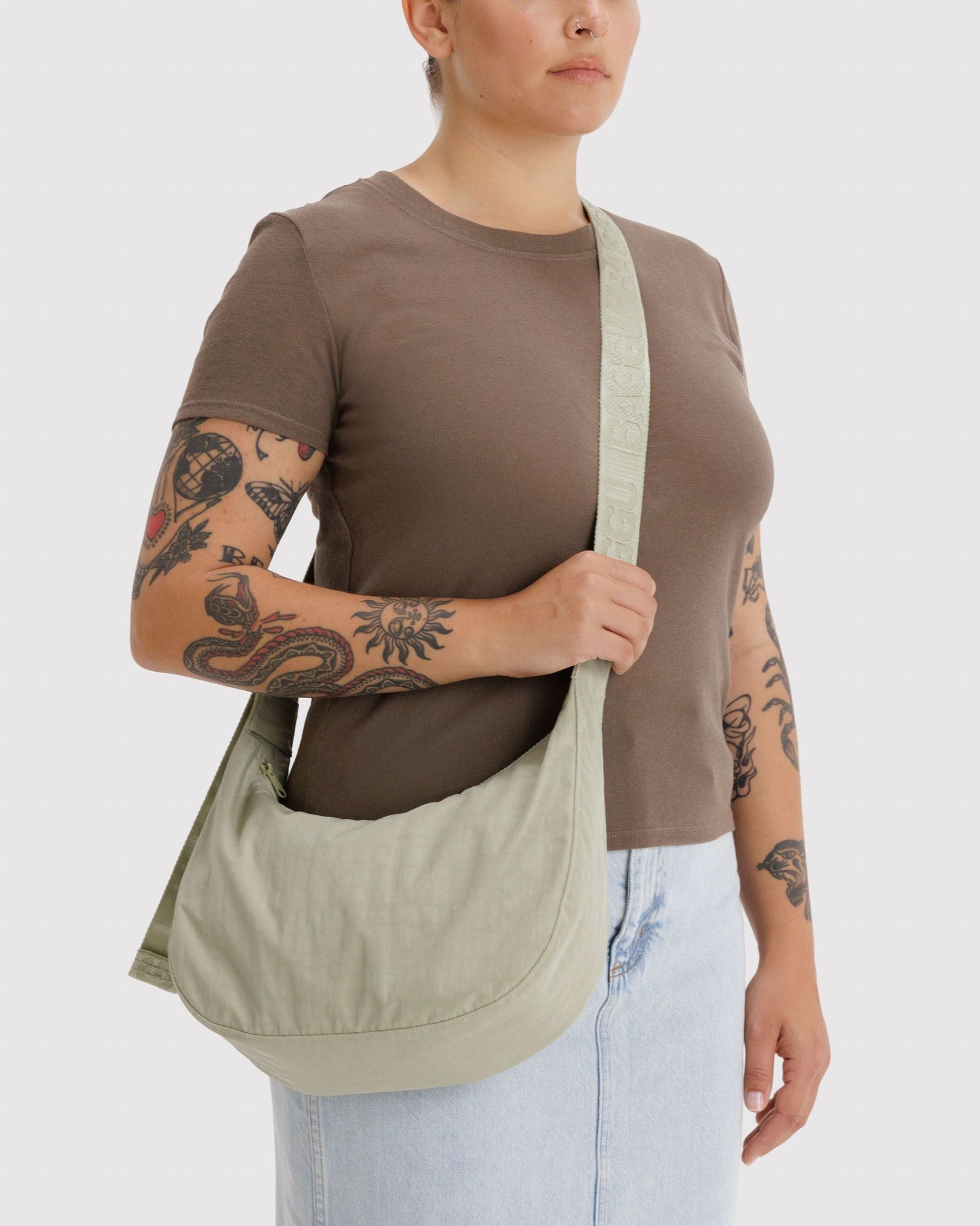 Medium Nylon Crescent Bag - Celadon - Warm Blend