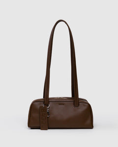 Small Recycled Leather Bowler Bag - Brown - Warm Blend