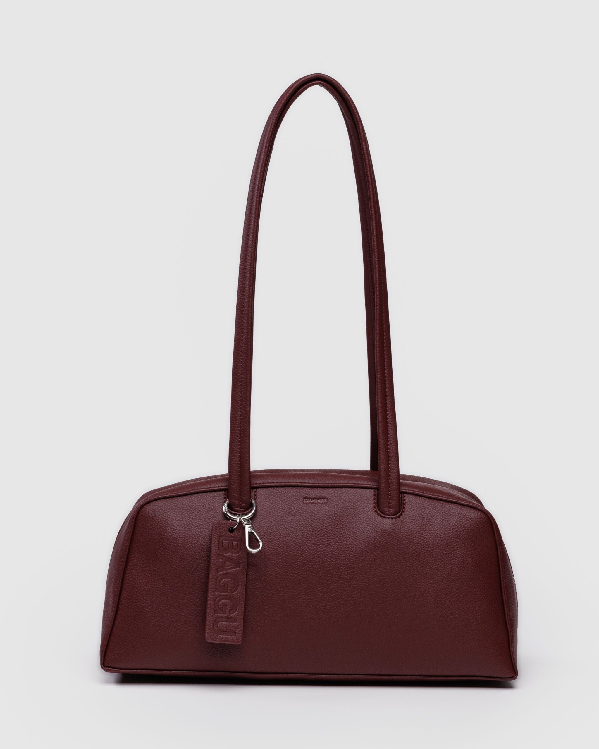 Recycled Leather Bowler Bag - Mahogany - Simple Hold