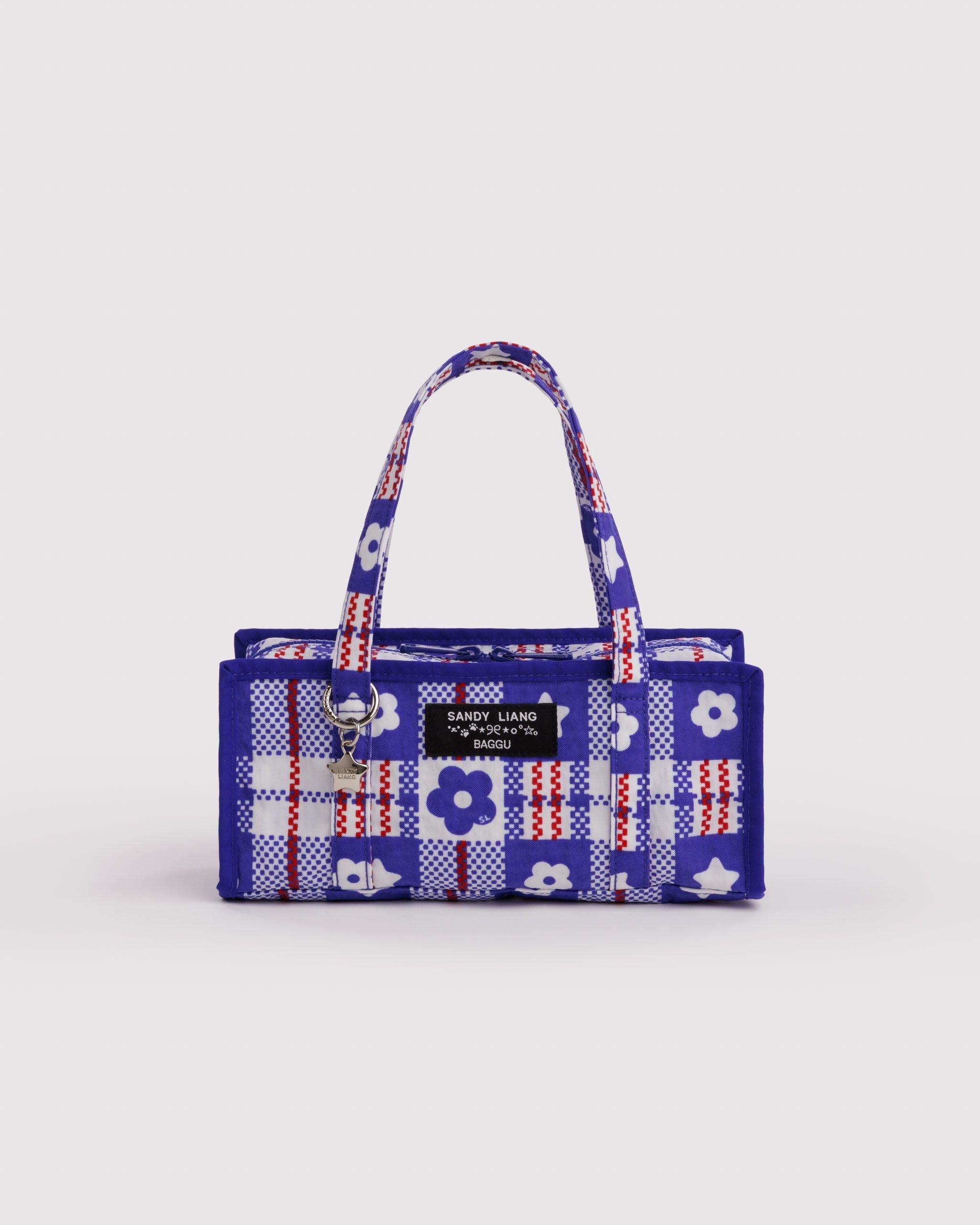 Mini Nylon Market Bag - Market Plaid Blue - Light Storage