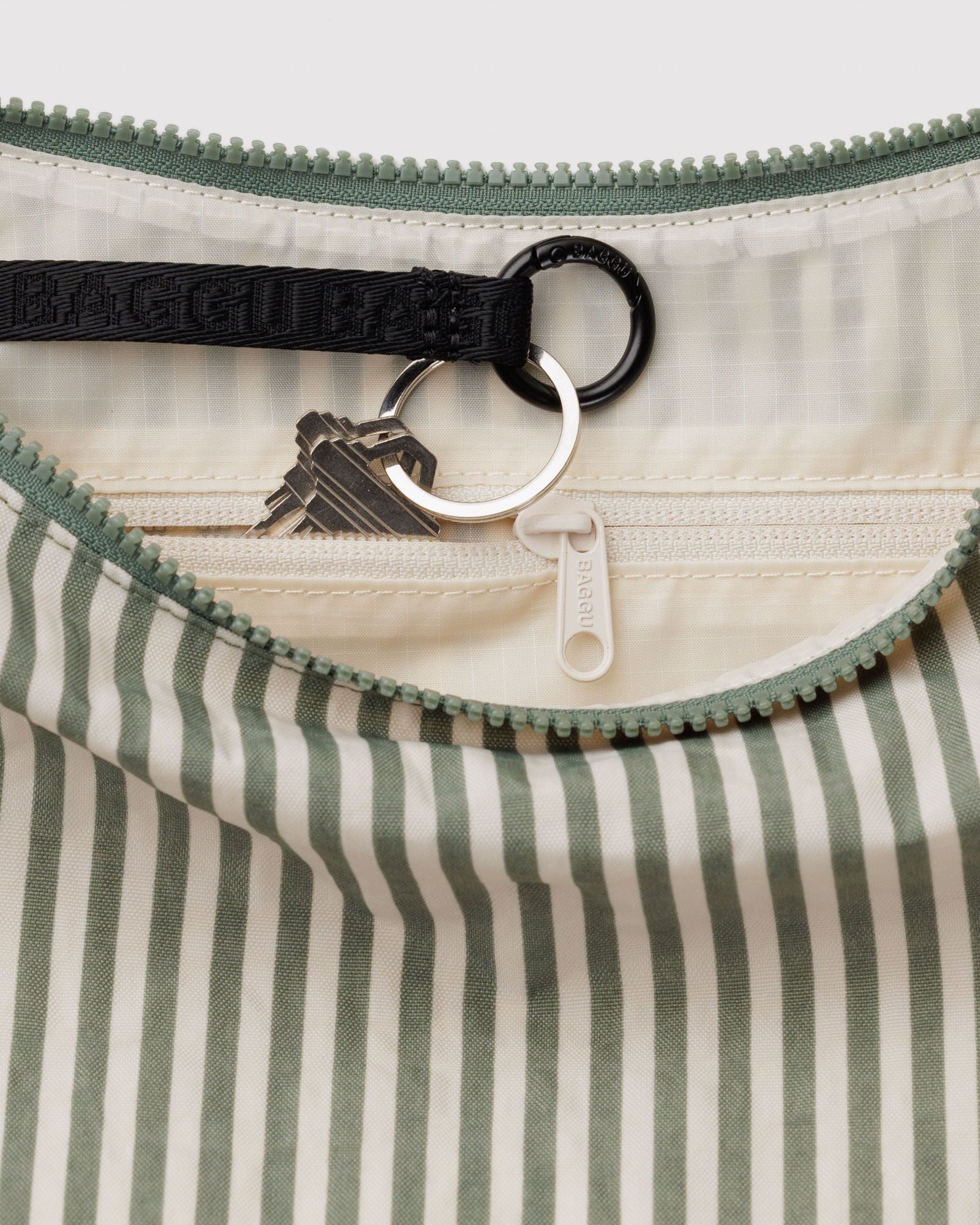 Medium Nylon Crescent Bag - Sage Stripe - Easy Spritz