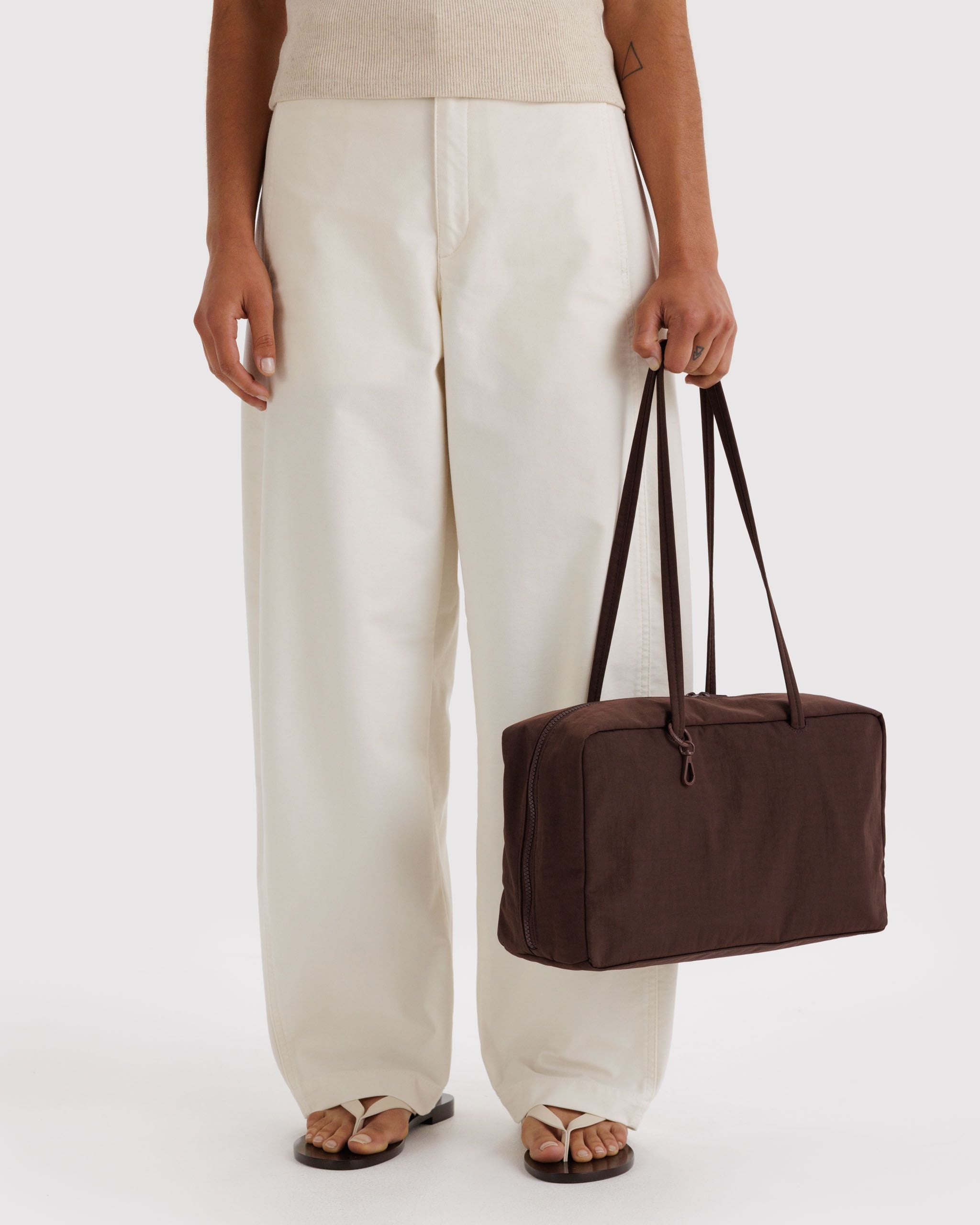 Medium Nylon Bowler Bag - Coffee - Ready Carry