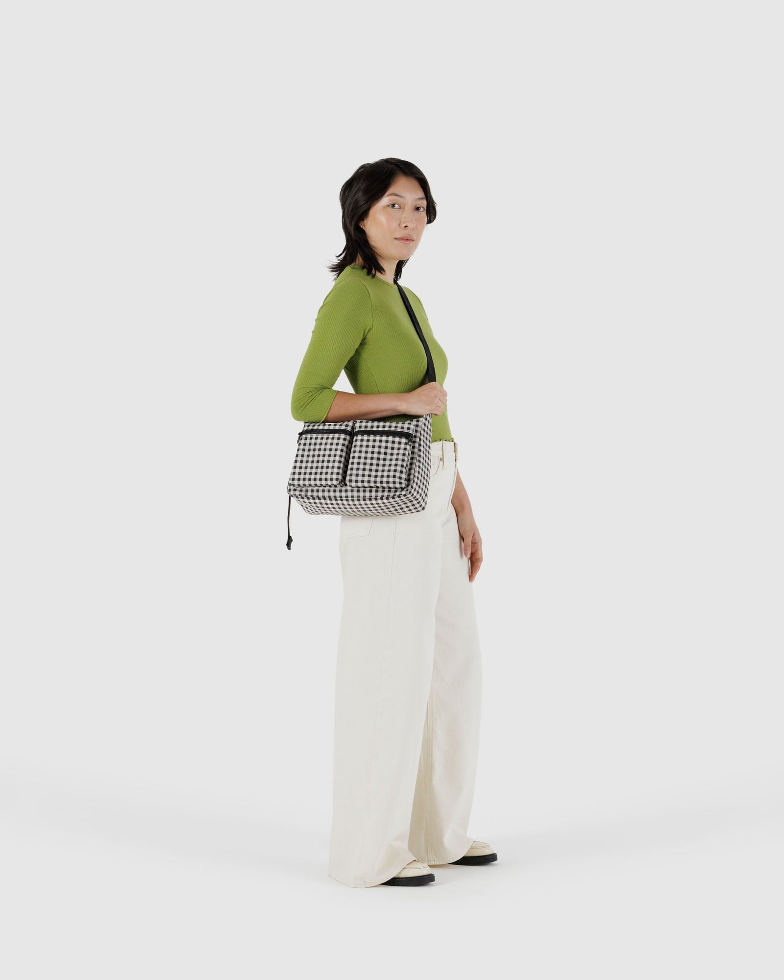 Medium Cargo Crossbody - Black & White Gingham - Clean Setup