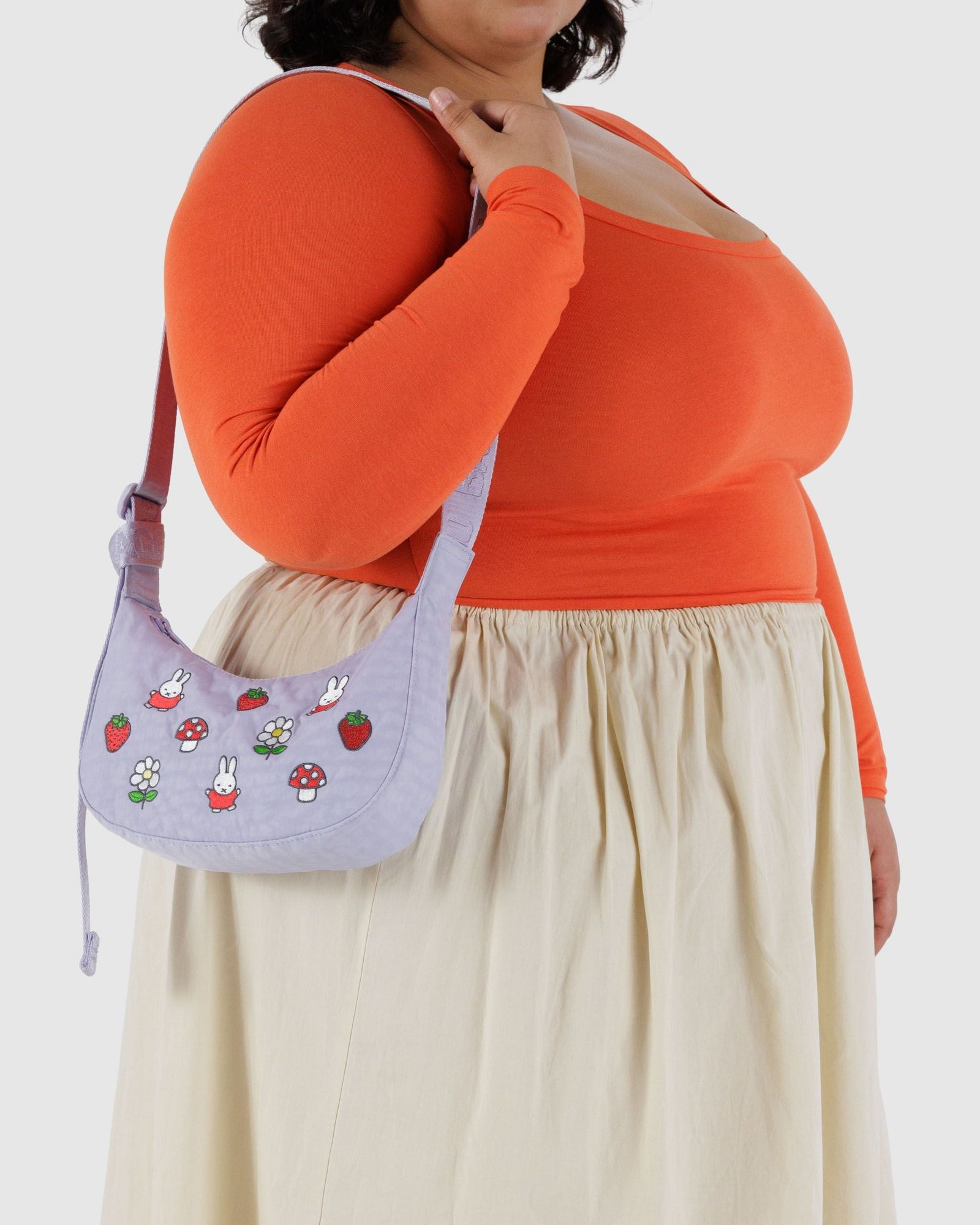 Small Nylon Crescent Bag - Embroidered Miffy - Cozy Glow