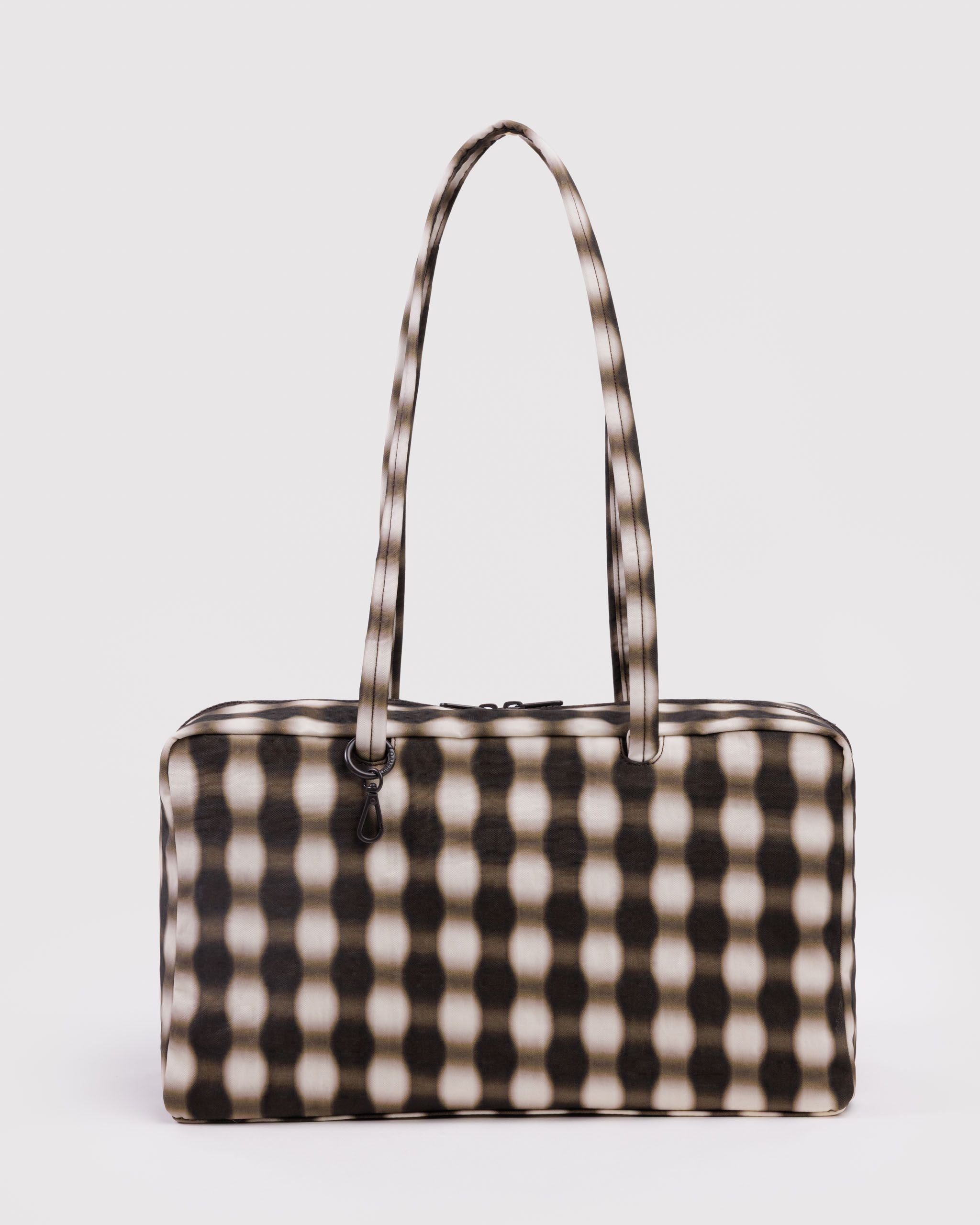 Medium Nylon Bowler Bag - Blurred Gingham Brown - Light Storage