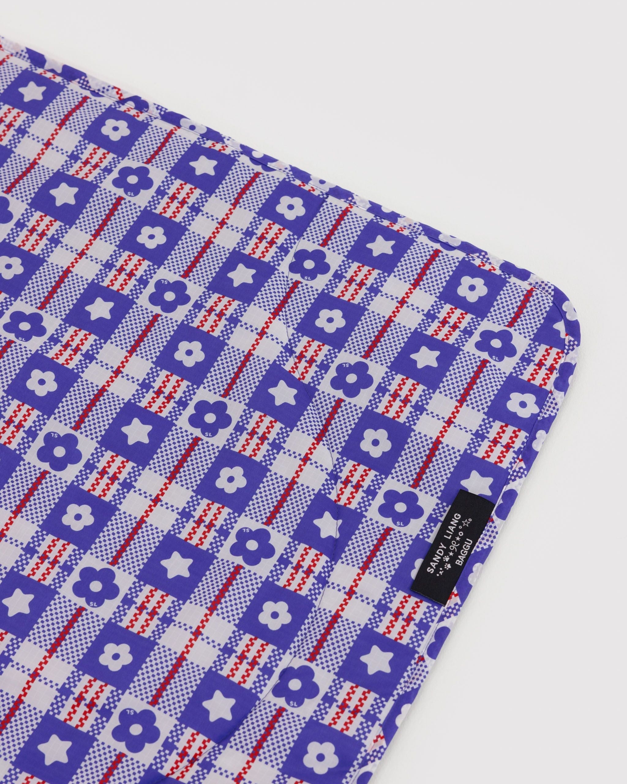 Puffy Picnic Blanket - Market Plaid Blue - Light Storage