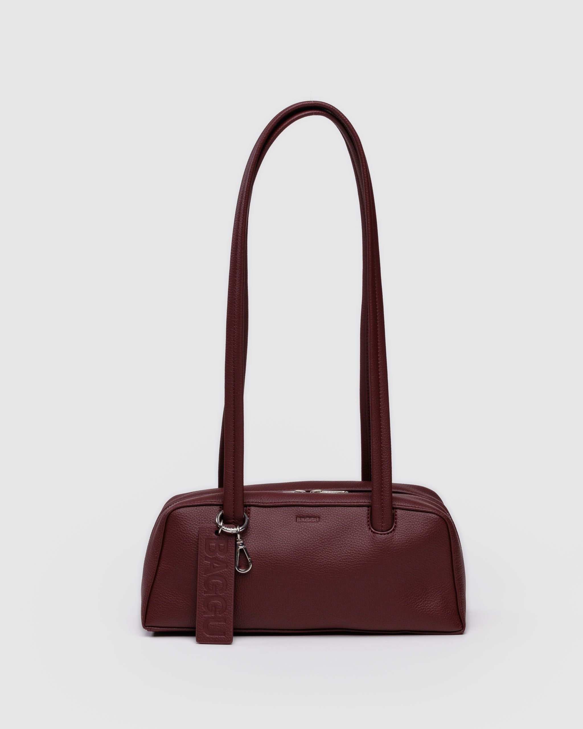 Small Recycled Leather Bowler Bag - Mahogany - Cozy Glow