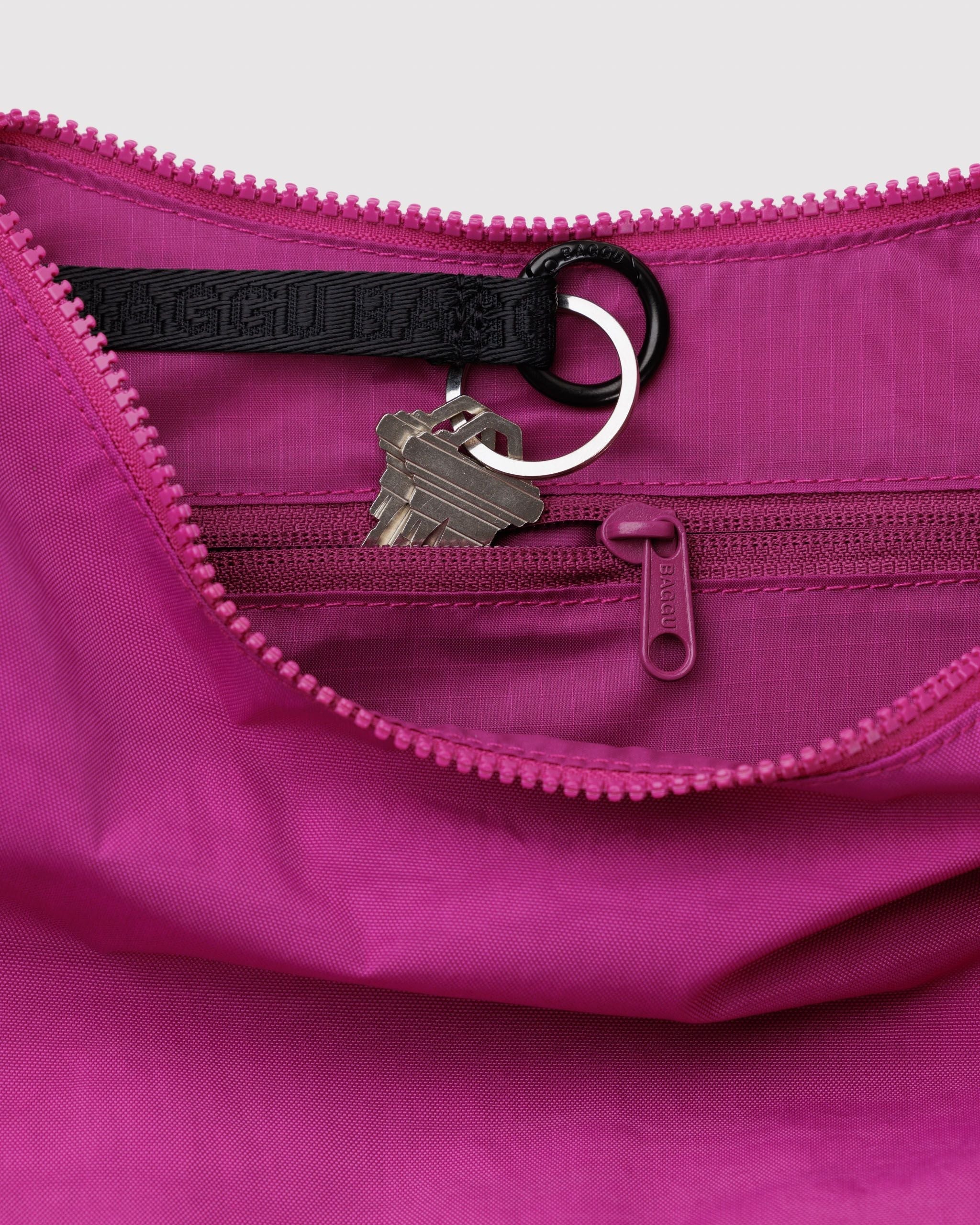 Medium Nylon Crescent Bag - Deep Fuchsia - Easy Spritz