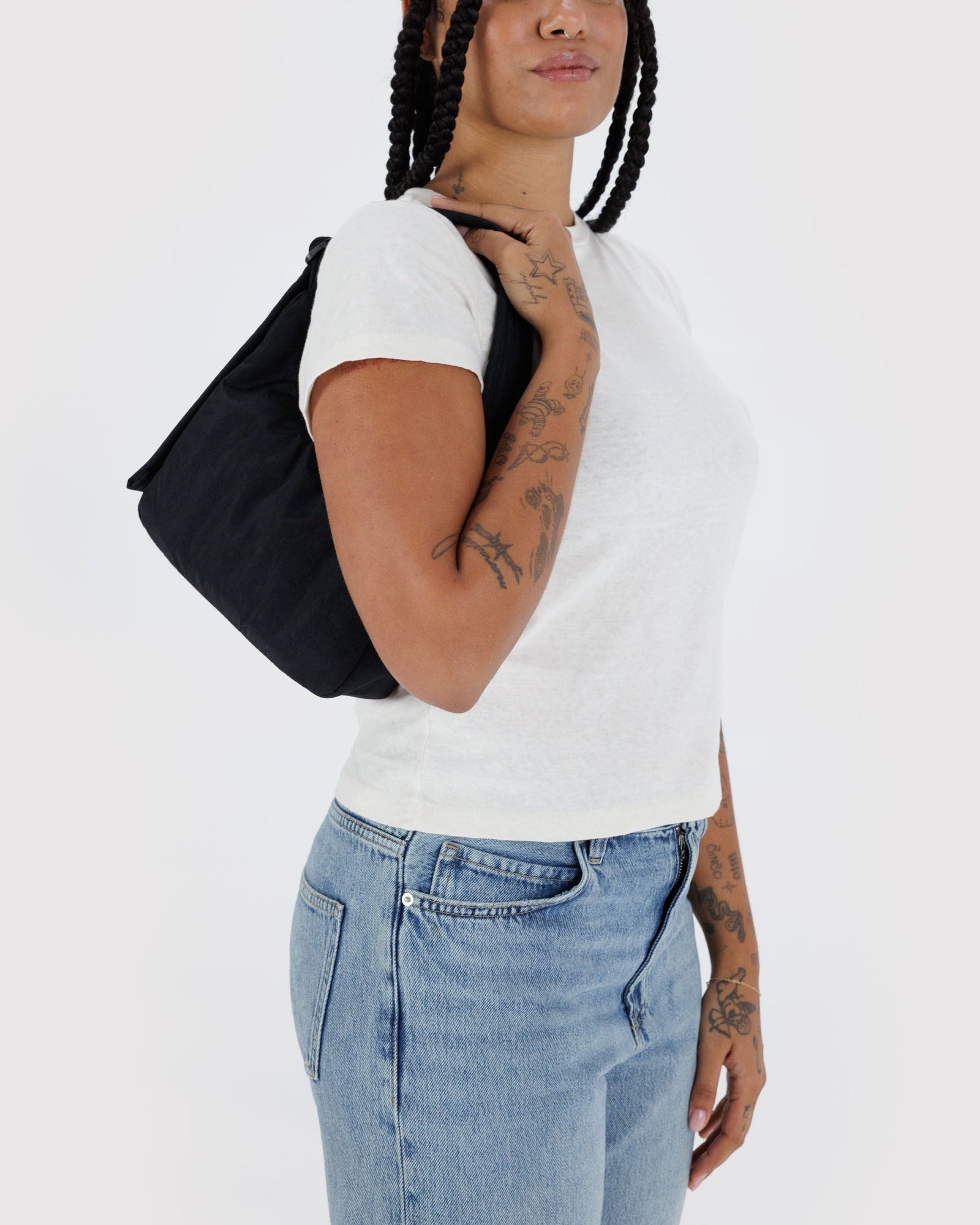 Mini Nylon Shoulder Bag - Black Key Leash - Quick Grab