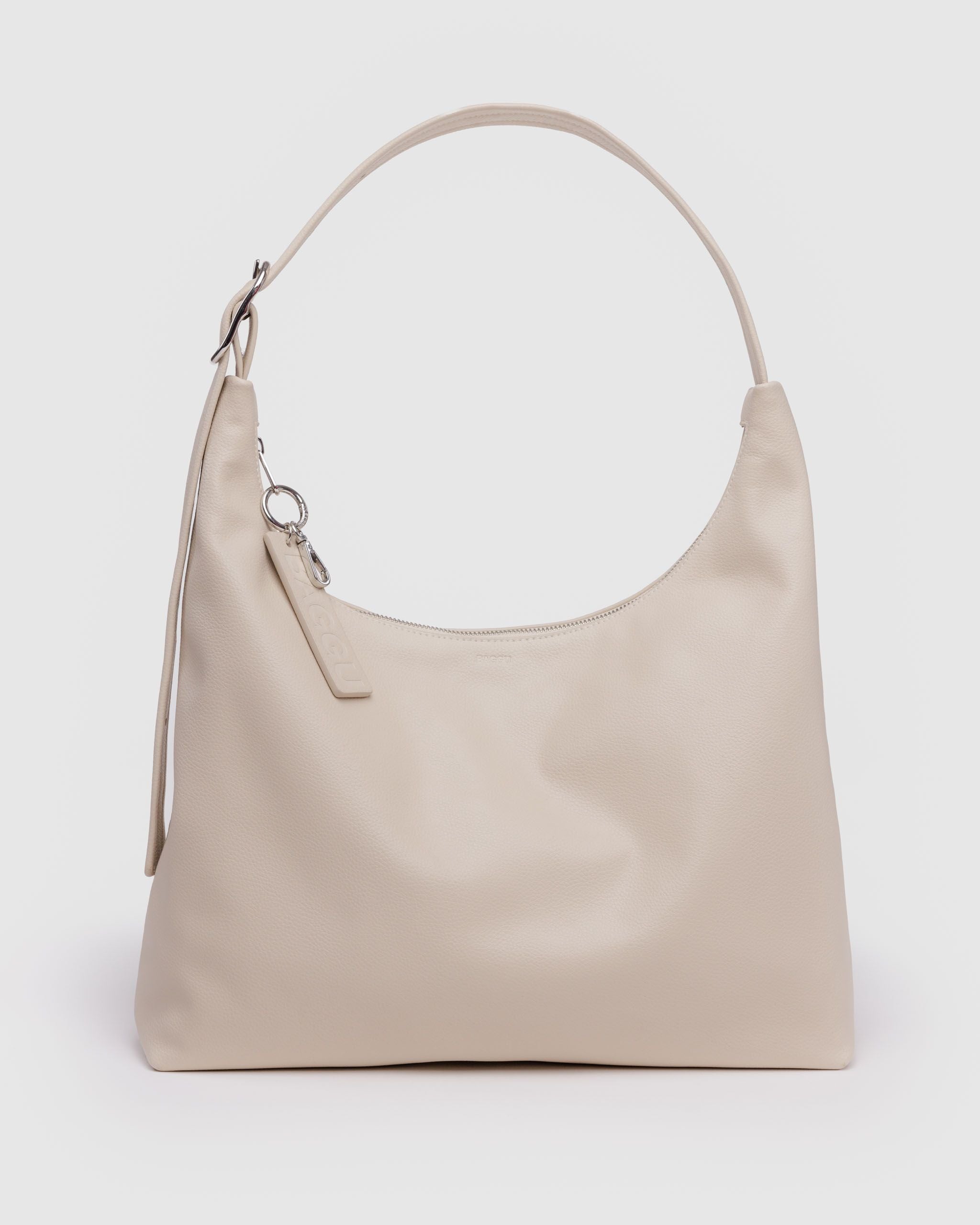 Recycled Leather Shoulder Bag - Stone - Quick Grab