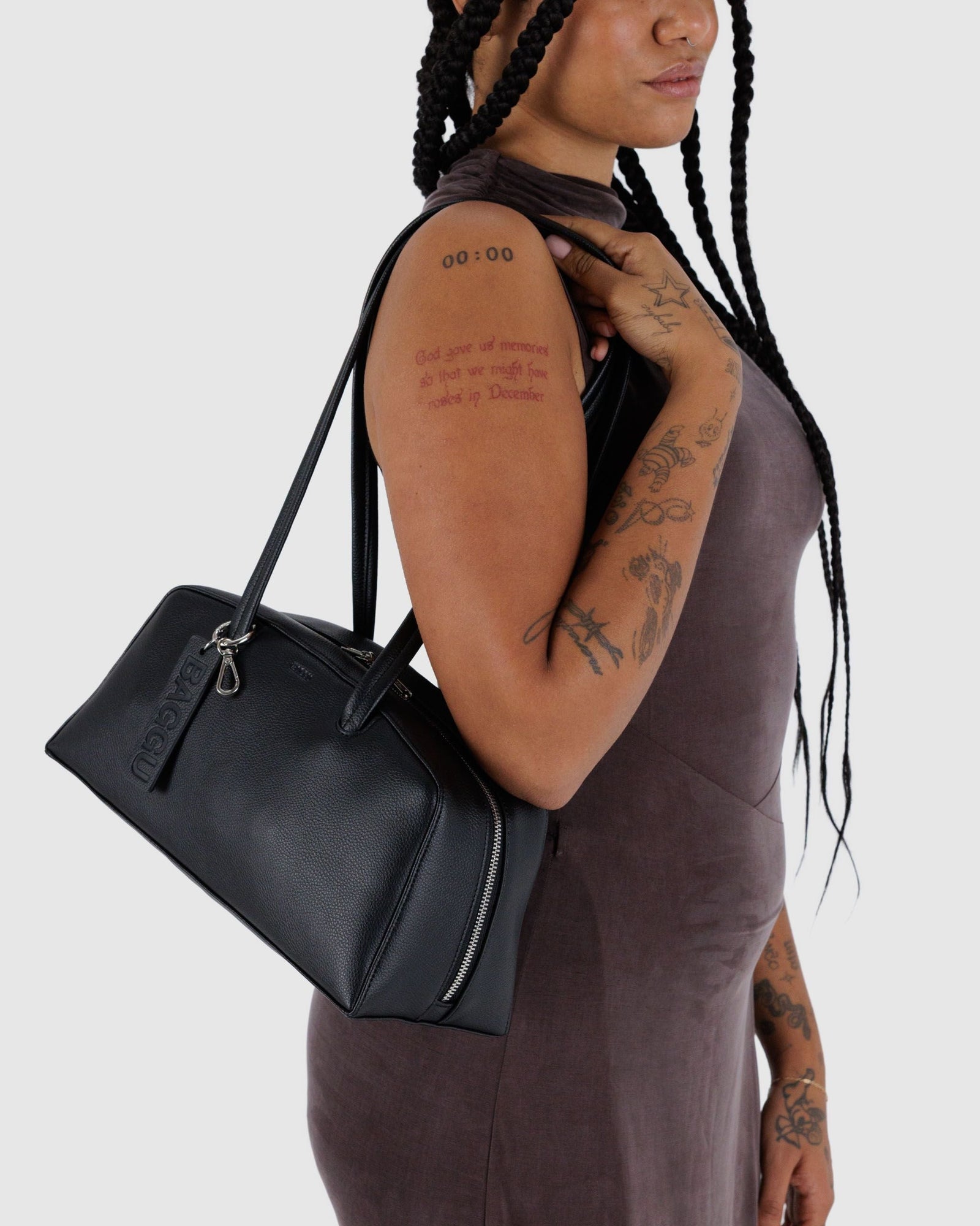 Recycled Leather Bowler Bag - Black - Daily Pack