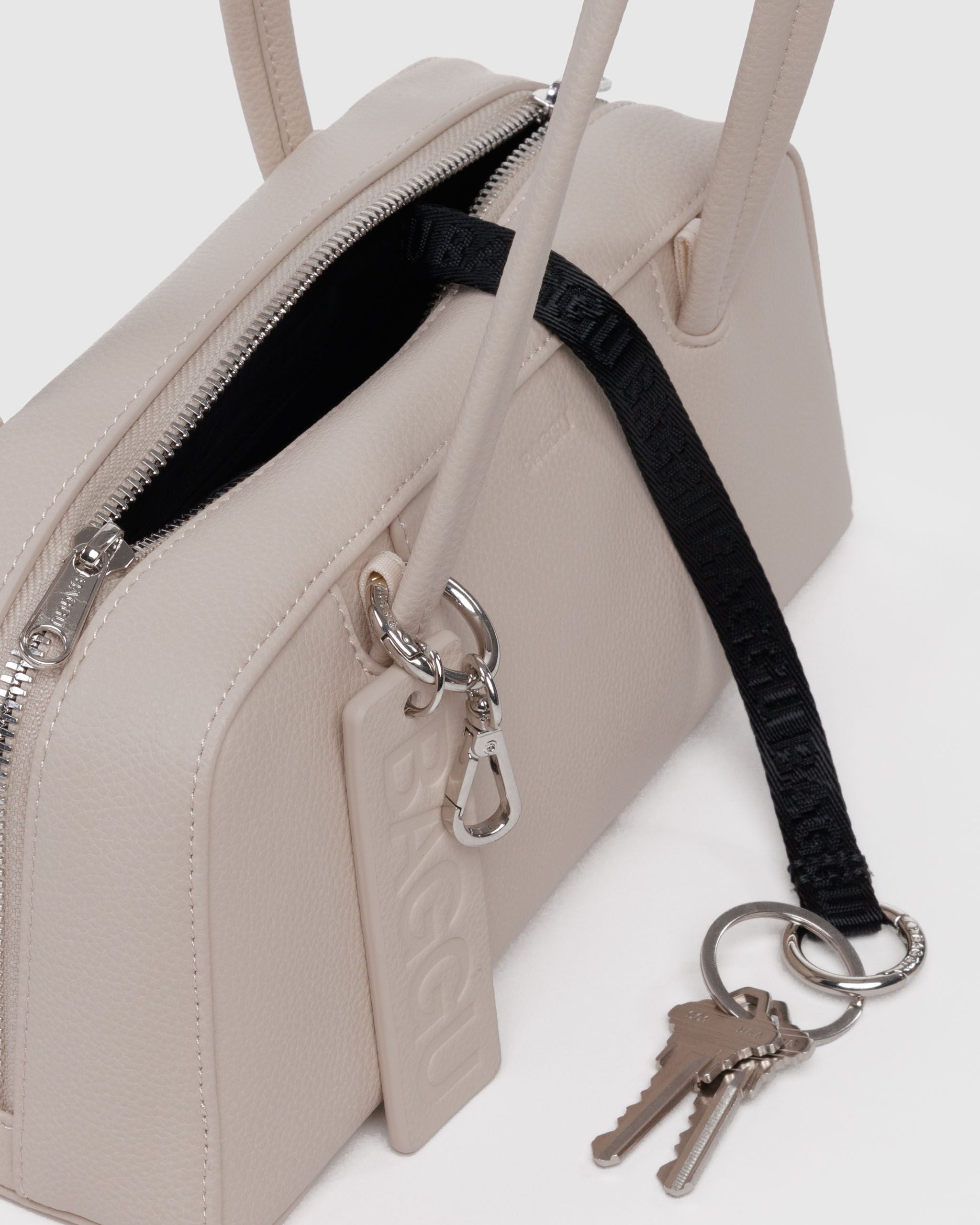 Small Recycled Leather Bowler Bag - Stone - Modern Blend