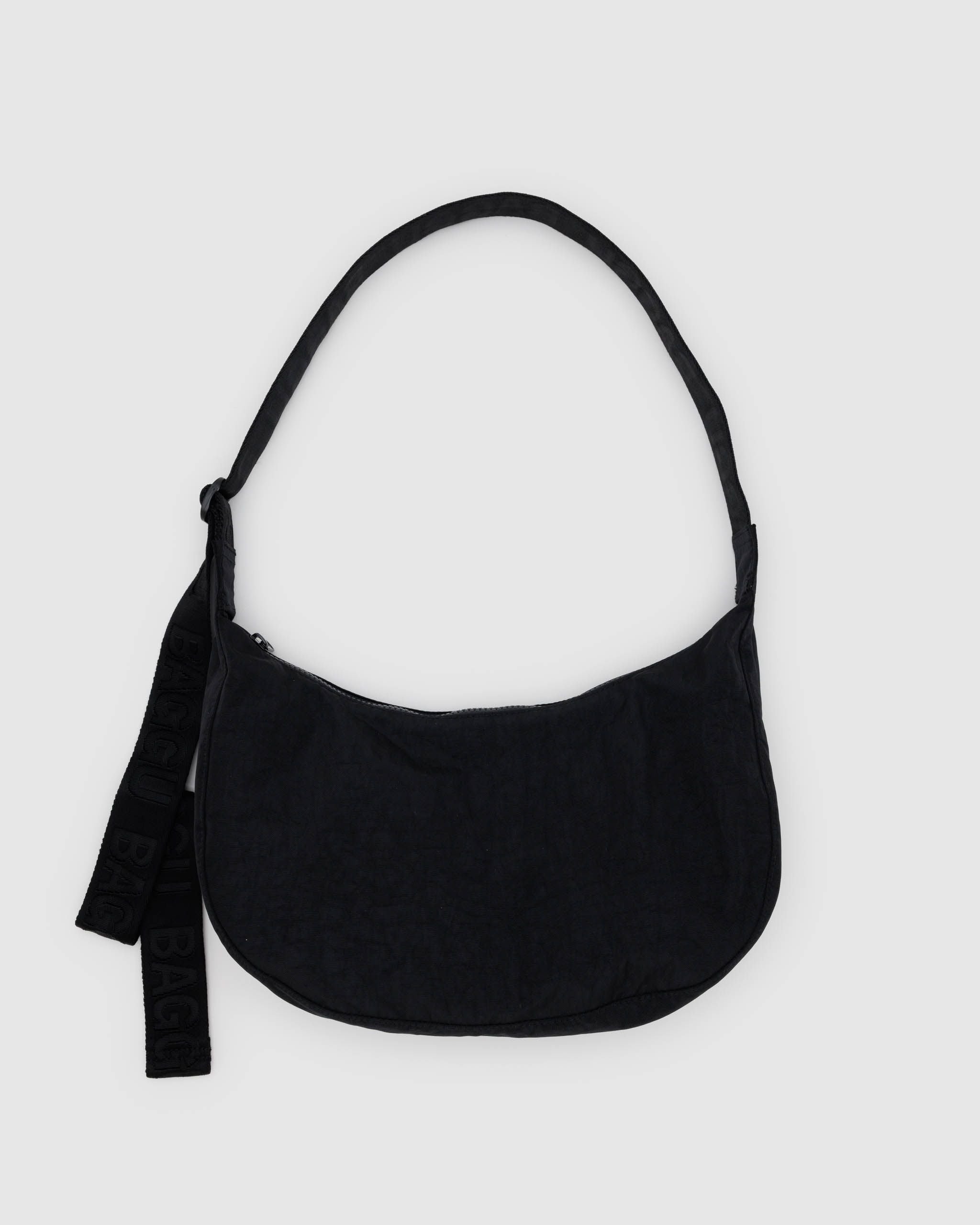 Medium Nylon Crescent Bag - Black - Fresh Notes