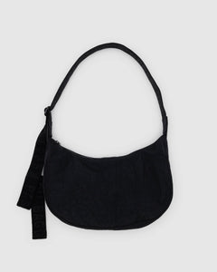 Medium Nylon Crescent Bag - Black - Fresh Notes