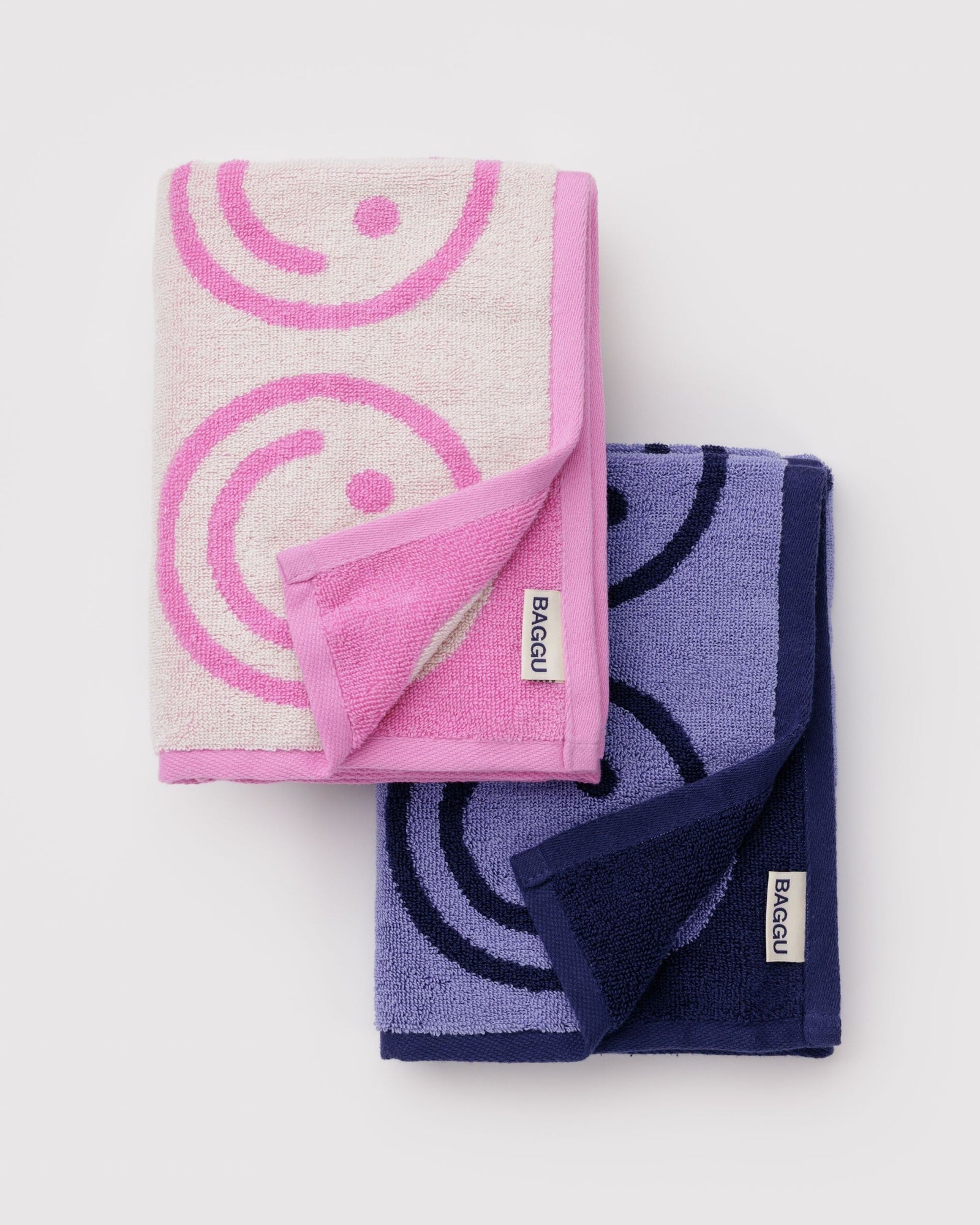 Hand Towel Set of 2 - Happy Pink Blue - Weekend Pair