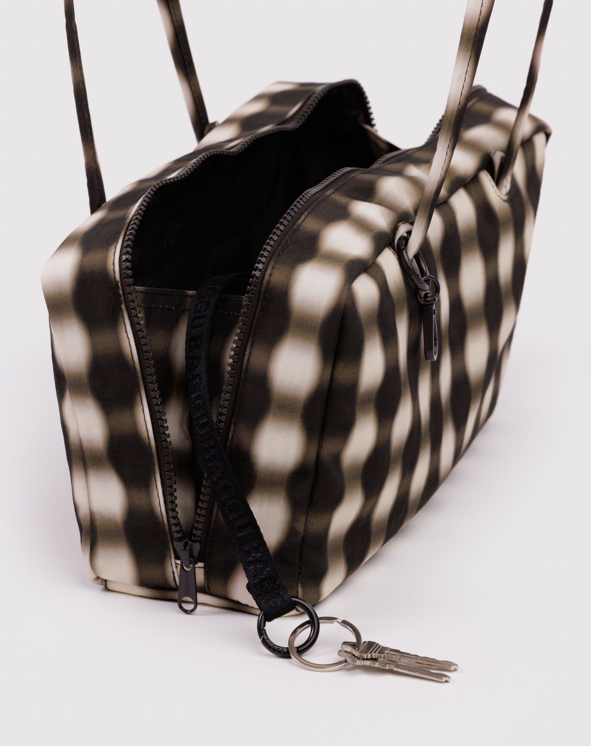 Nylon Bowler Bag - Blurred Gingham Brown - Travel Ready