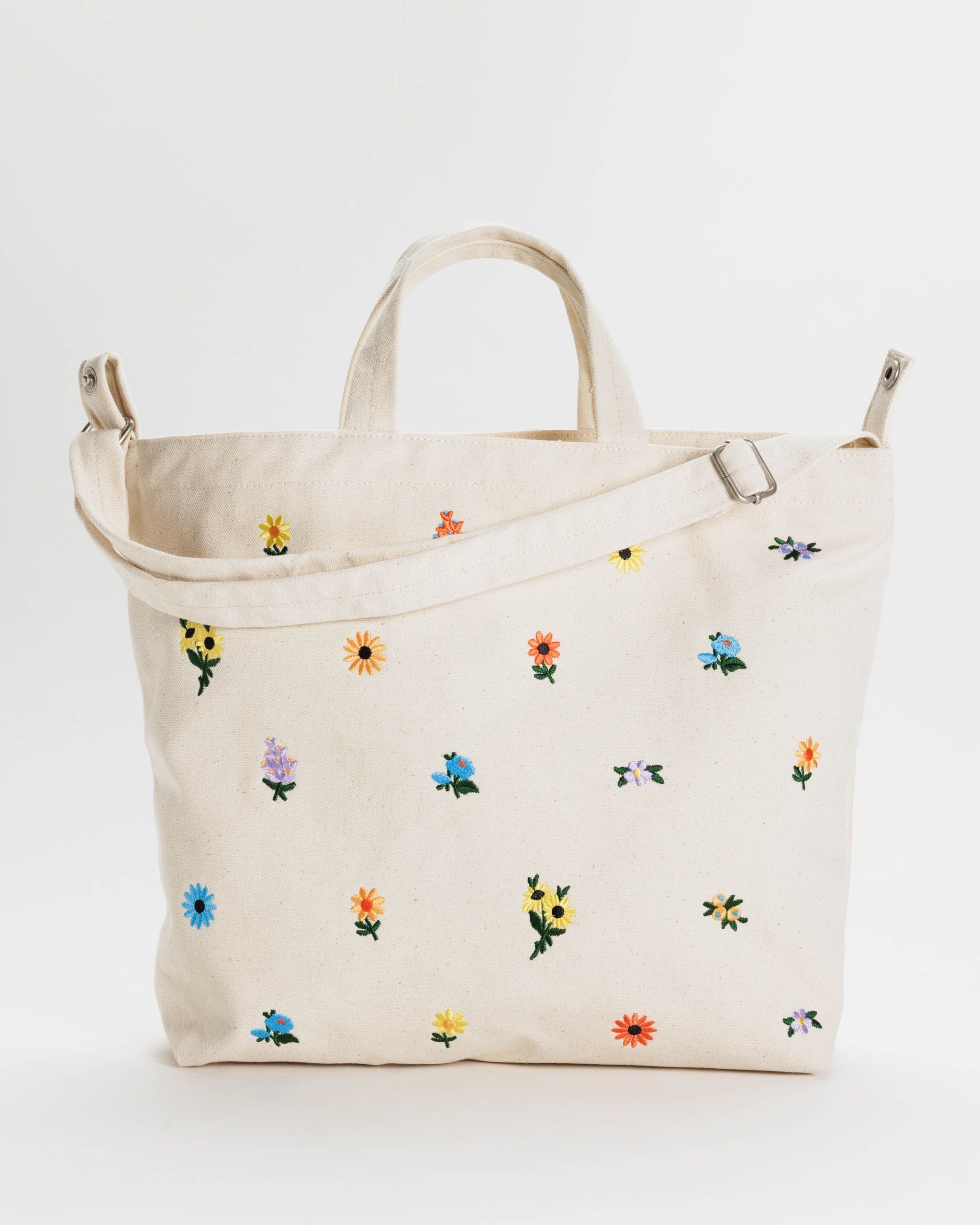 Horizontal Zip Duck Bag - Embroidered Ditsy Floral - Travel Ready