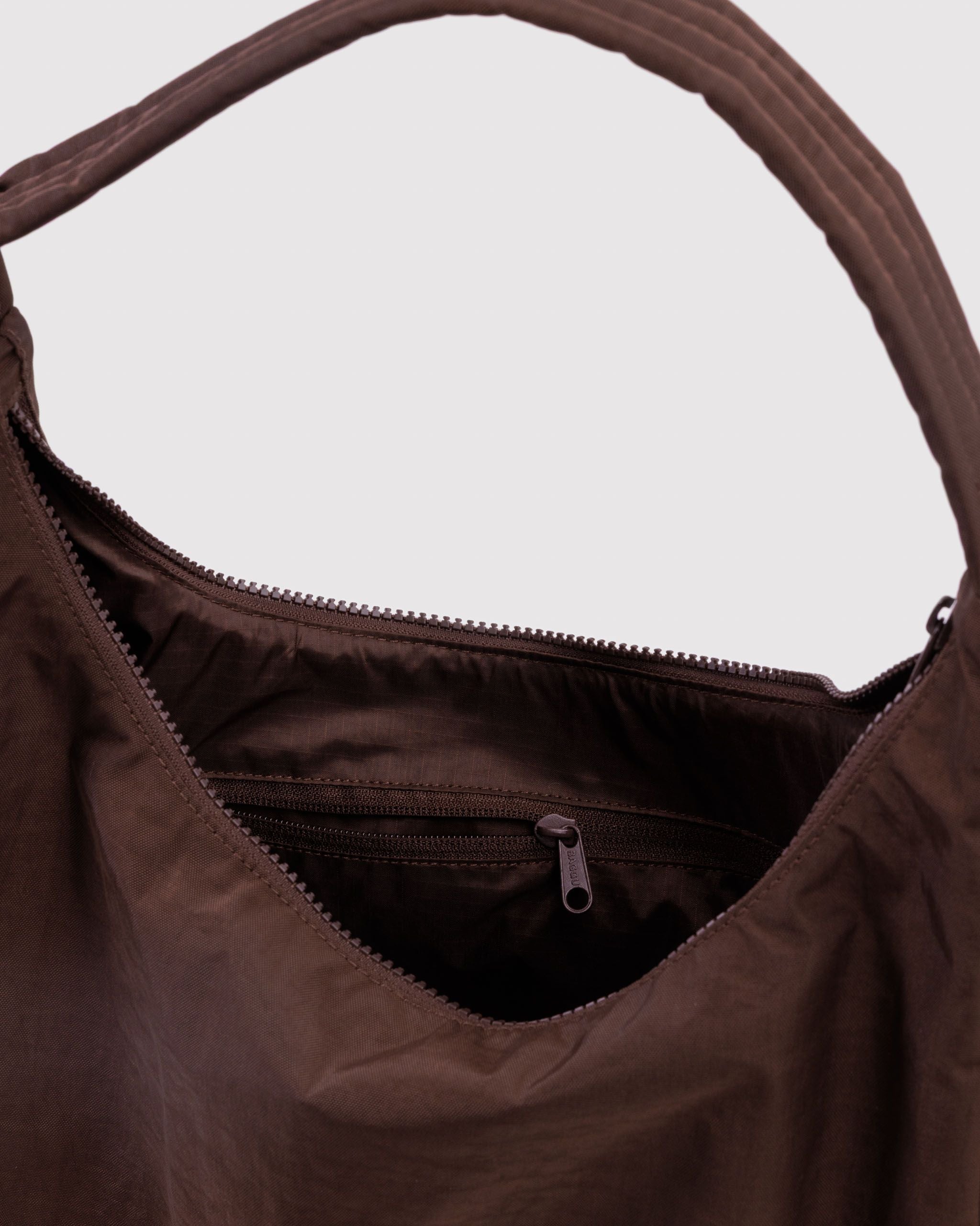 Nylon Shoulder Bag - Coffee - Simple Hold