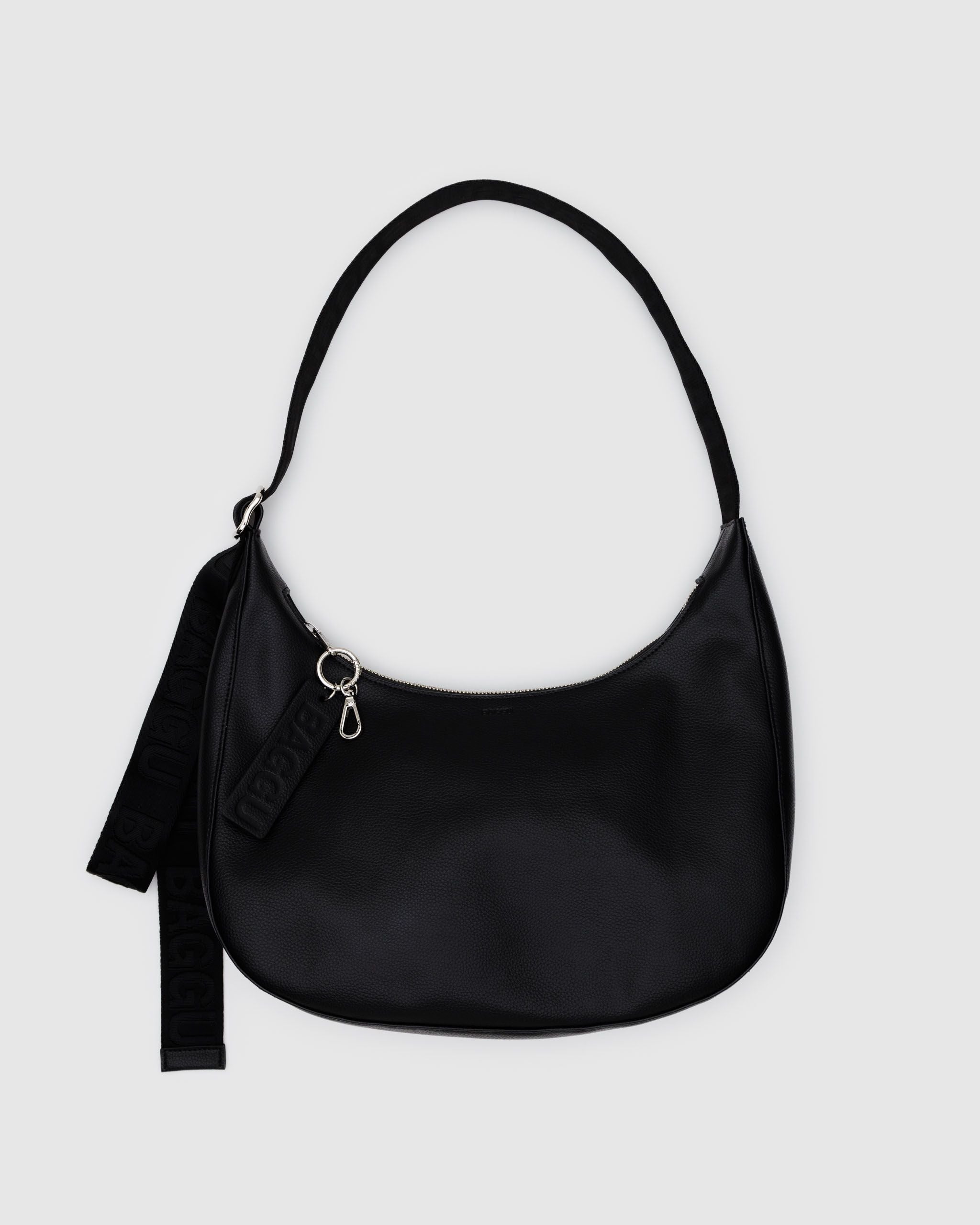 Medium Recycled Leather Crescent Bag - Black - Daily Scent