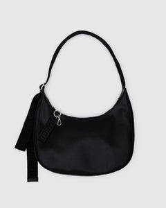 Medium Recycled Leather Crescent Bag - Black - Daily Scent