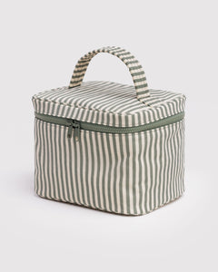 Large Cosmetic Case - Sage Stripe - Travel Ready