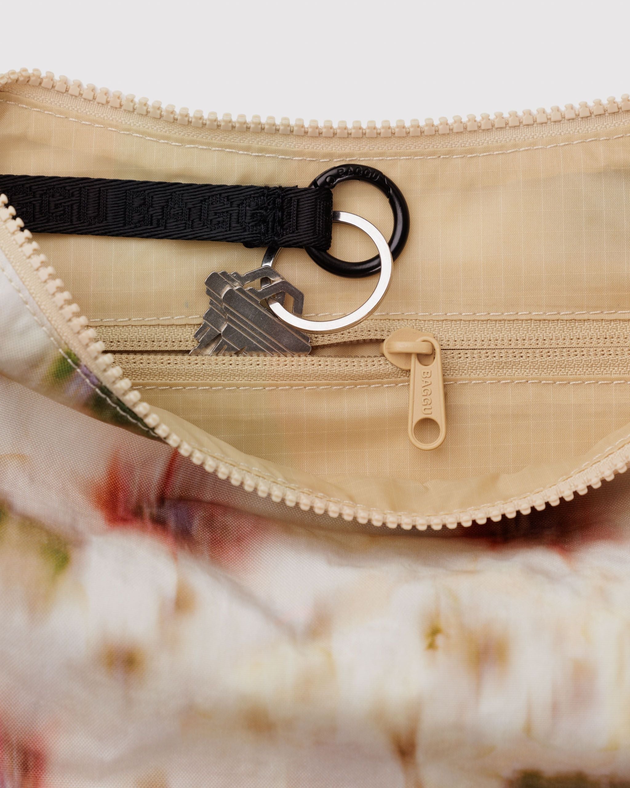 Medium Nylon Crescent Bag - Abstract Floral - Clean Mood